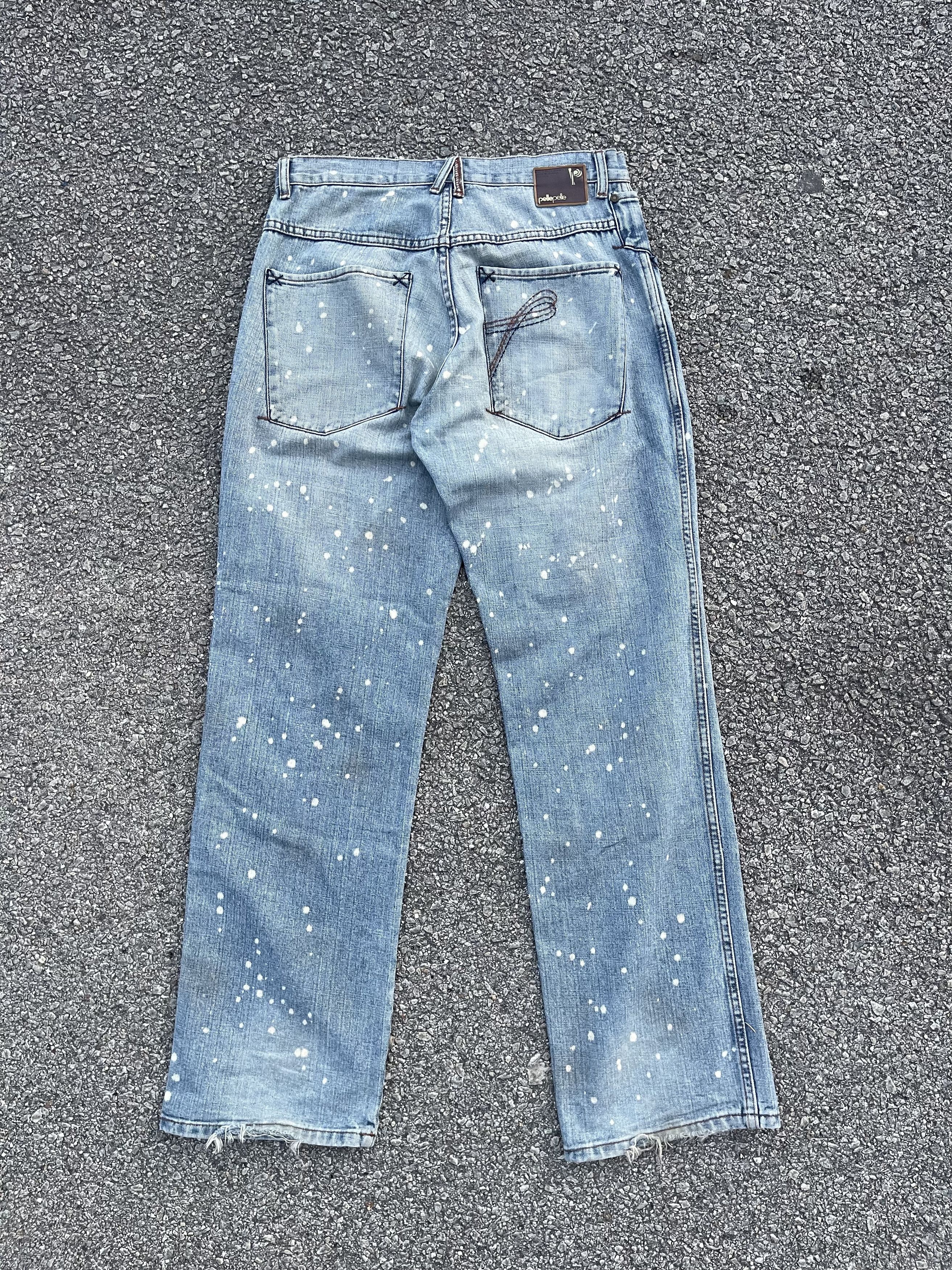 Marc Buchanan Vintage Baggy Wide Leg Pelle Pelle Faded Distressed Size US 33 - 2 Thumbnail