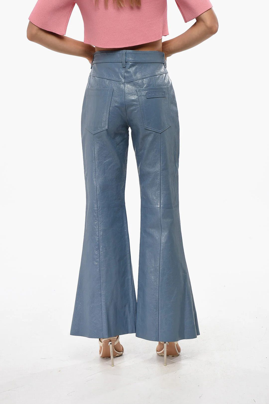 Marni og1mm0326 5-Pocket Leather Boot-Cut Pant in Blue Size 28" / US 6 / IT 42 - 2 Thumbnail