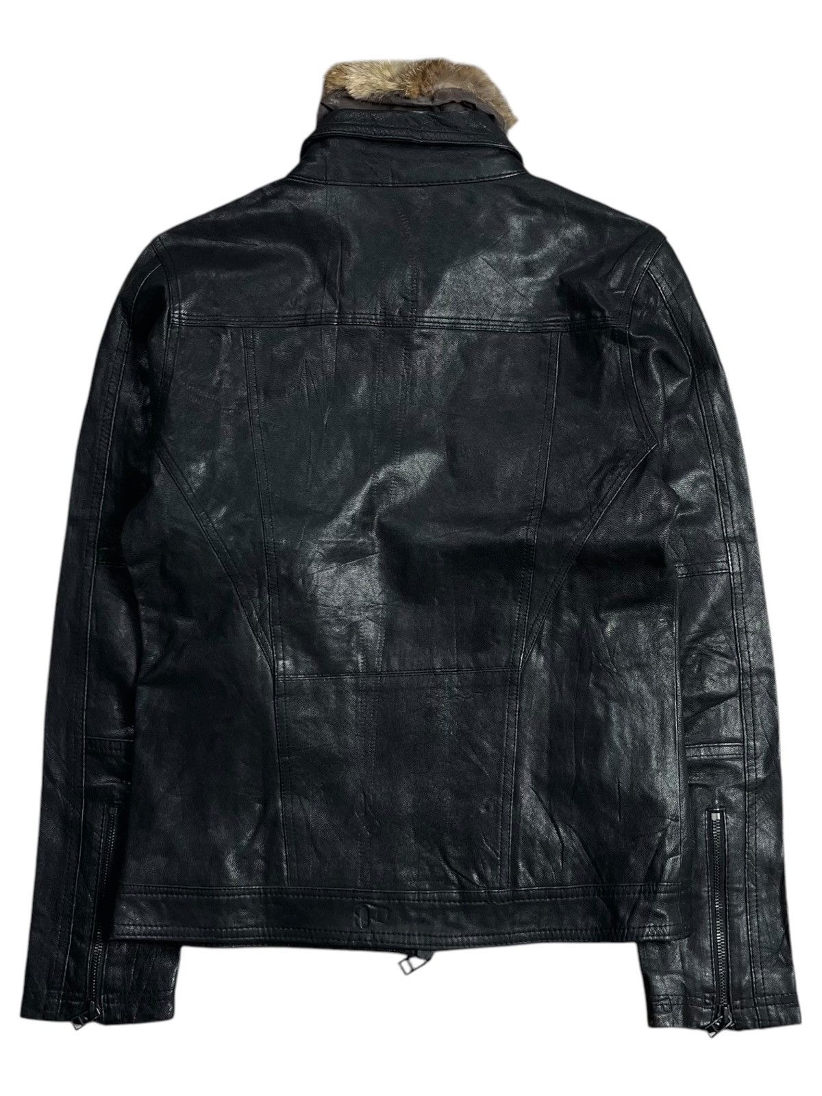 2000s Vice Fairy - Vkei Style Trim Fur Leather Jacket