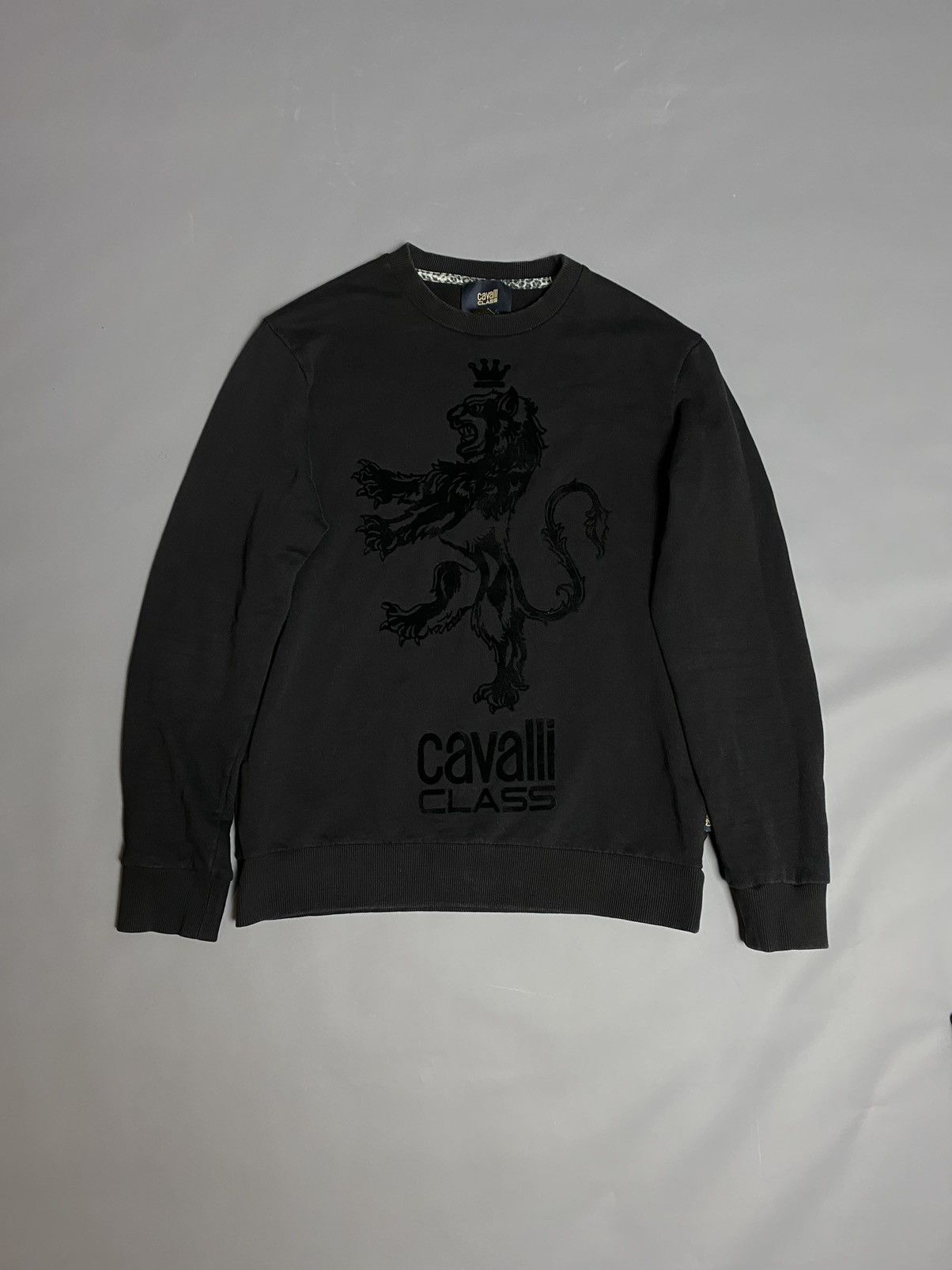 Cavalli Class Cavalli Class Mens Black Velvet Logo Lion Sweatshirt Size S Size US S / EU 44-46 / 1 - 1 Thumbnail