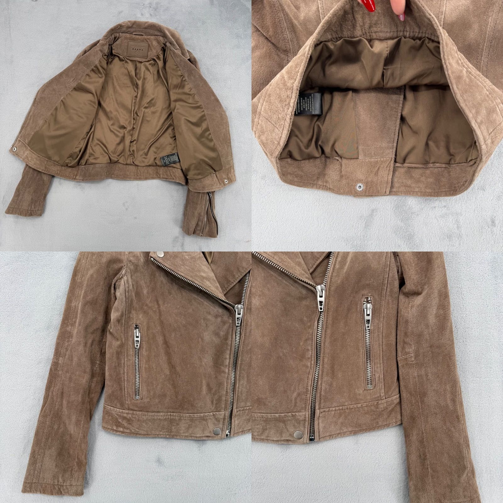 Vintage BLANKNYC Brown Suede Moto Jacket Womens Leather Biker Zip Coat XS``` Size XS / US 0-2 / IT 36-38 - 8 Thumbnail