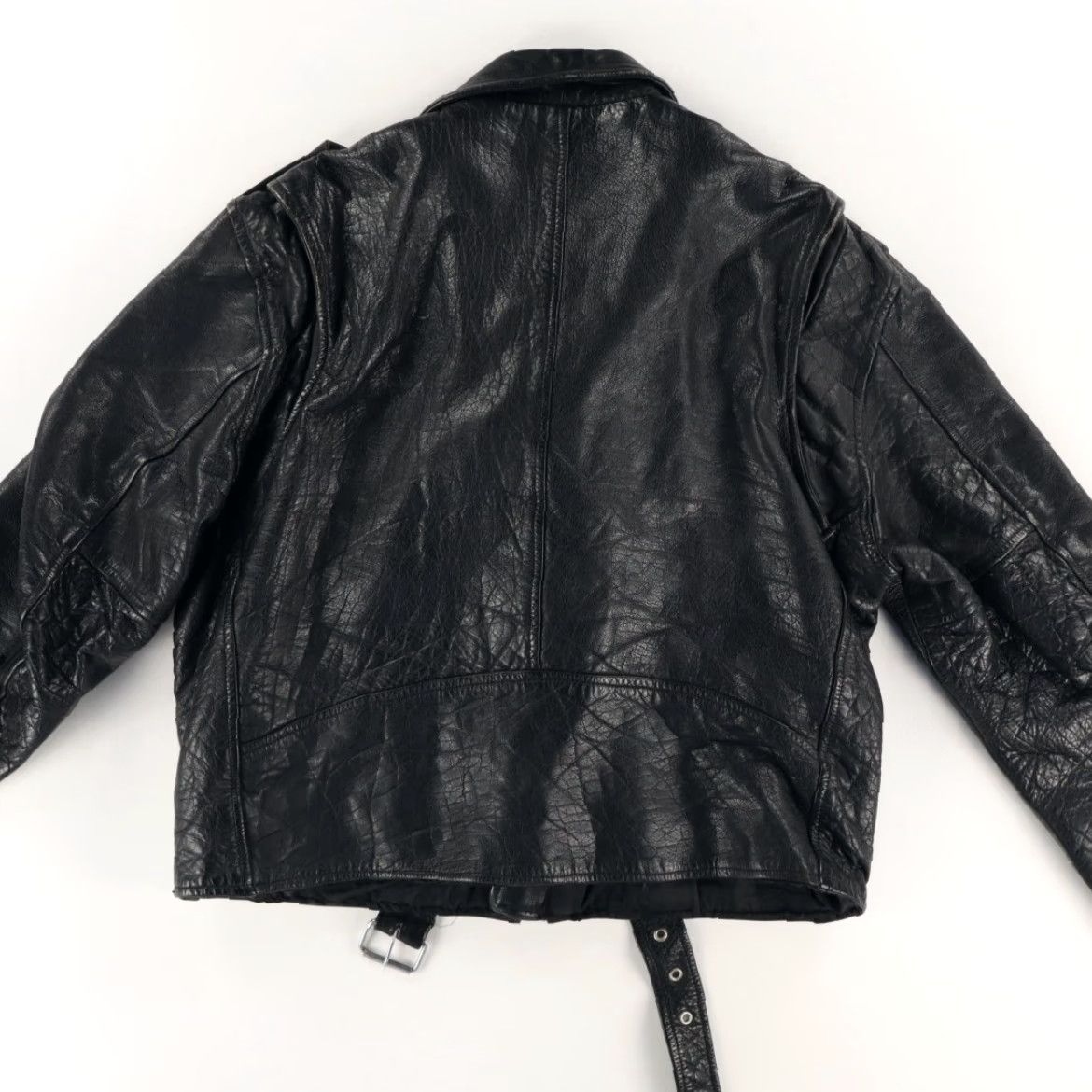 Vintage First Genuine Leather Biker Motorcycle Solid Long Sleeve Jacket Black Men's 48 Size US M / EU 48-50 / 2 - 4 Thumbnail