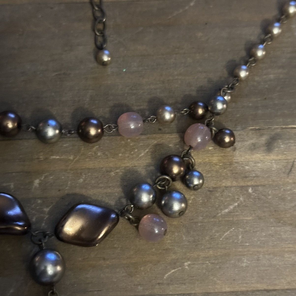 Other Draped copper and silver pearl necklace Size ONE SIZE - 4 Thumbnail