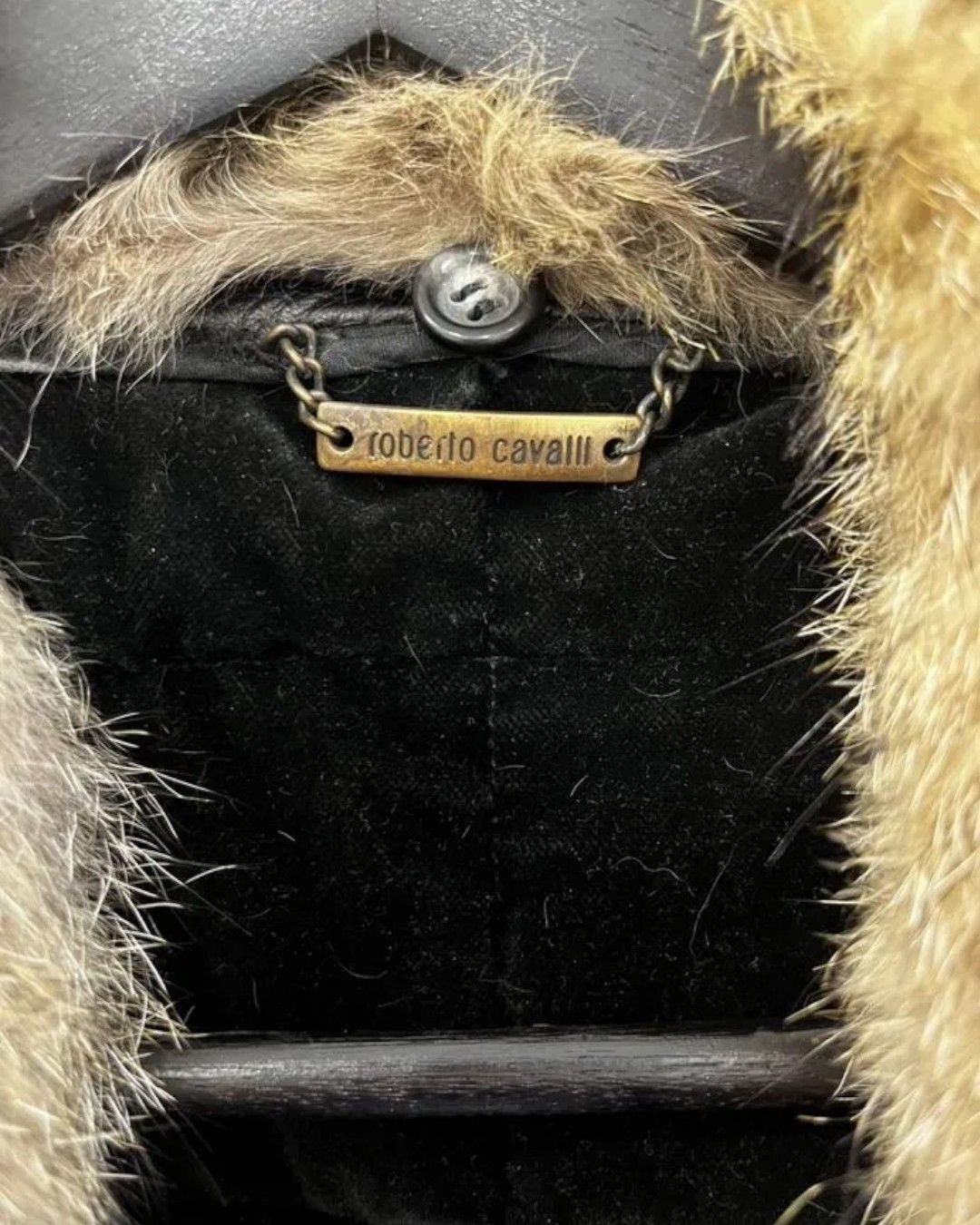 Roberto Cavalli FOX FUR COLLAR LEATHER BOMBER JACKET Size US M / EU 48-50 / 2 - 3 Thumbnail