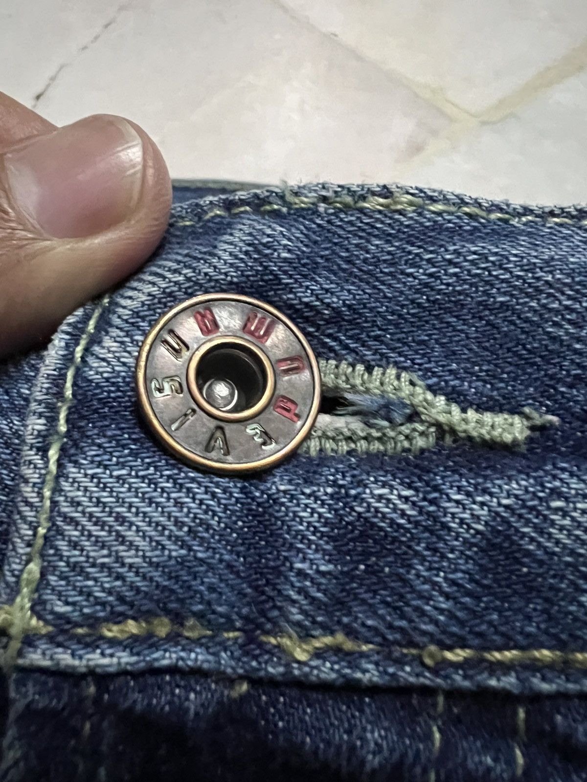 Evisu × Puma 💥90’s💥Vintage Evisu x Puma Distressed Ripped Jean Size US 34 / EU 50 - 16 Thumbnail
