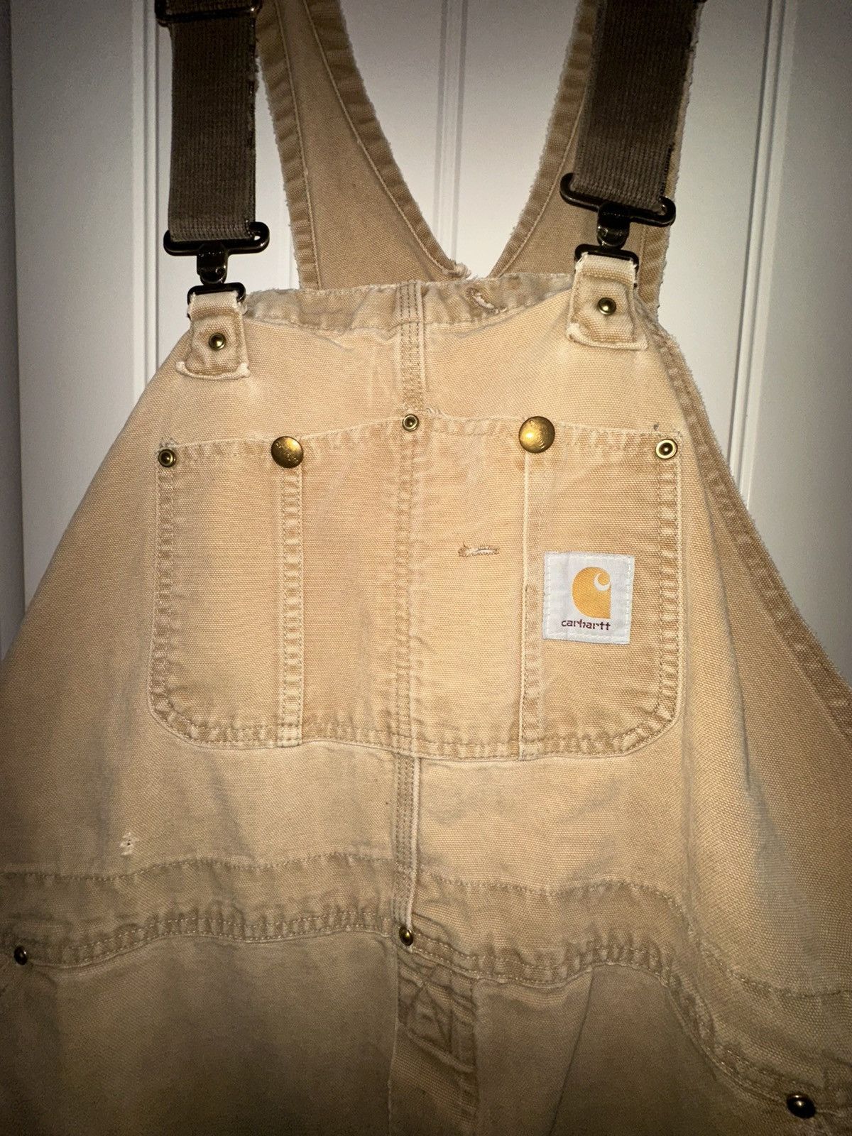 Carhartt Authentic vintage Carhartt duck canvas bib overalls in tan. Size US 44 / EU 60 - 1 Thumbnail