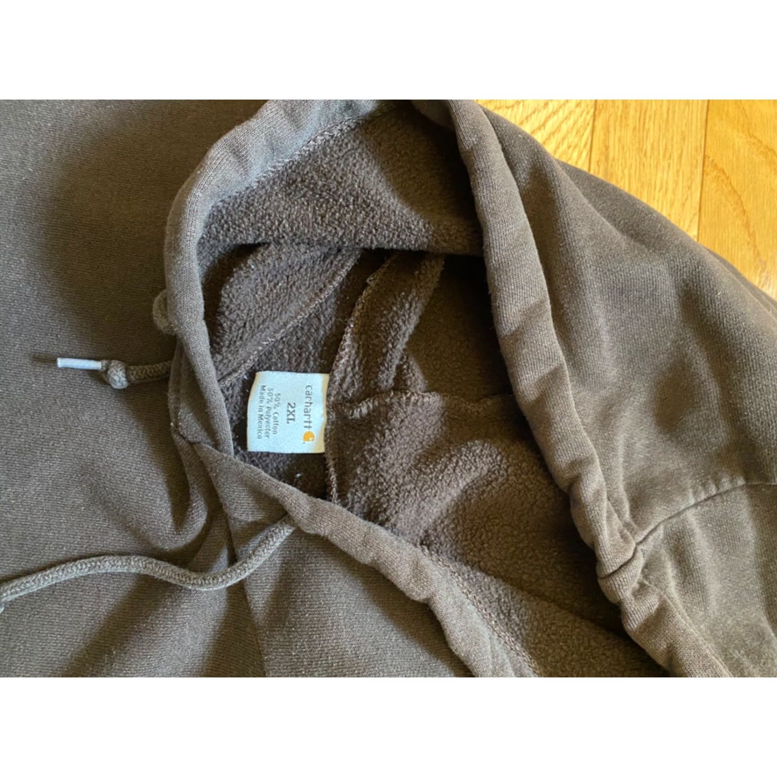 Carhartt VINTAGE Carhartt Sweatshirt Hooded Navy Brown XXL Logo Sleeve Long Sleeve Mens Pullover Corded Cotton Blend Big & Tall Size US XXL / EU 58 / 5 - 4 Thumbnail