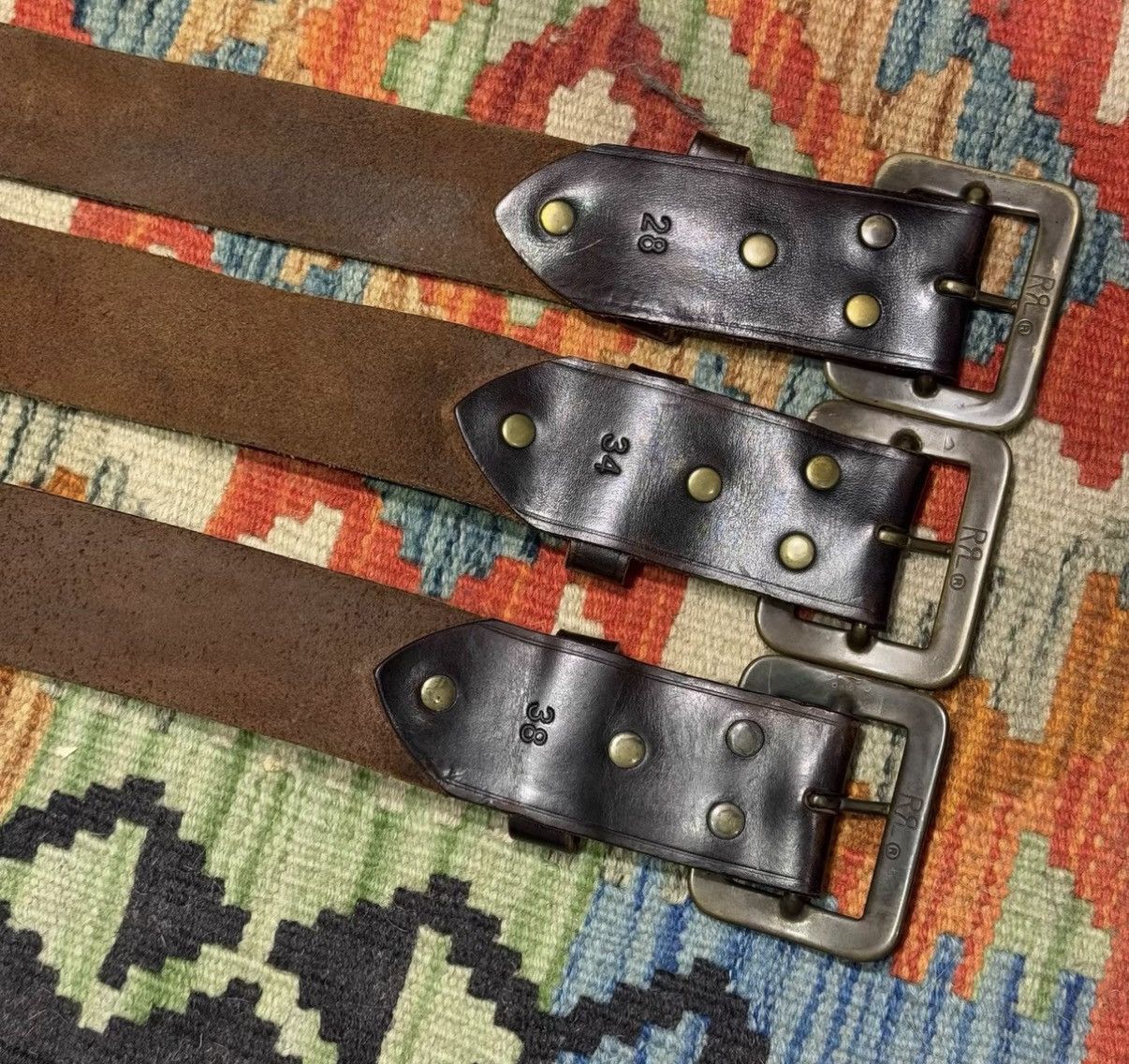 RRL Ralph Lauren RRL Ralph Lauren Double RL Leather Belt K22 Size ONE SIZE - 2 Thumbnail