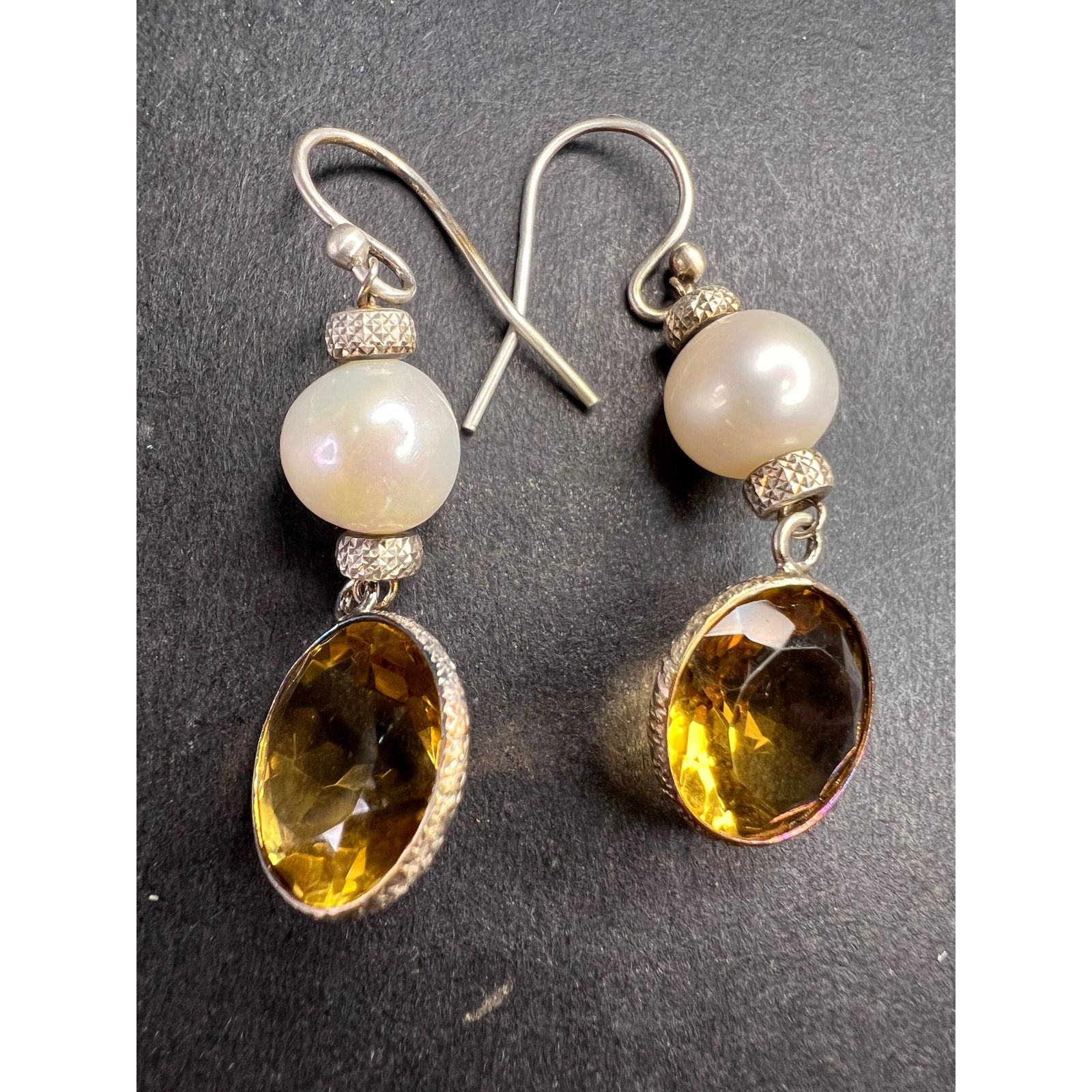 Other Citrine and pearl sterling silver dangle earrings Size ONE SIZE - 6 Thumbnail