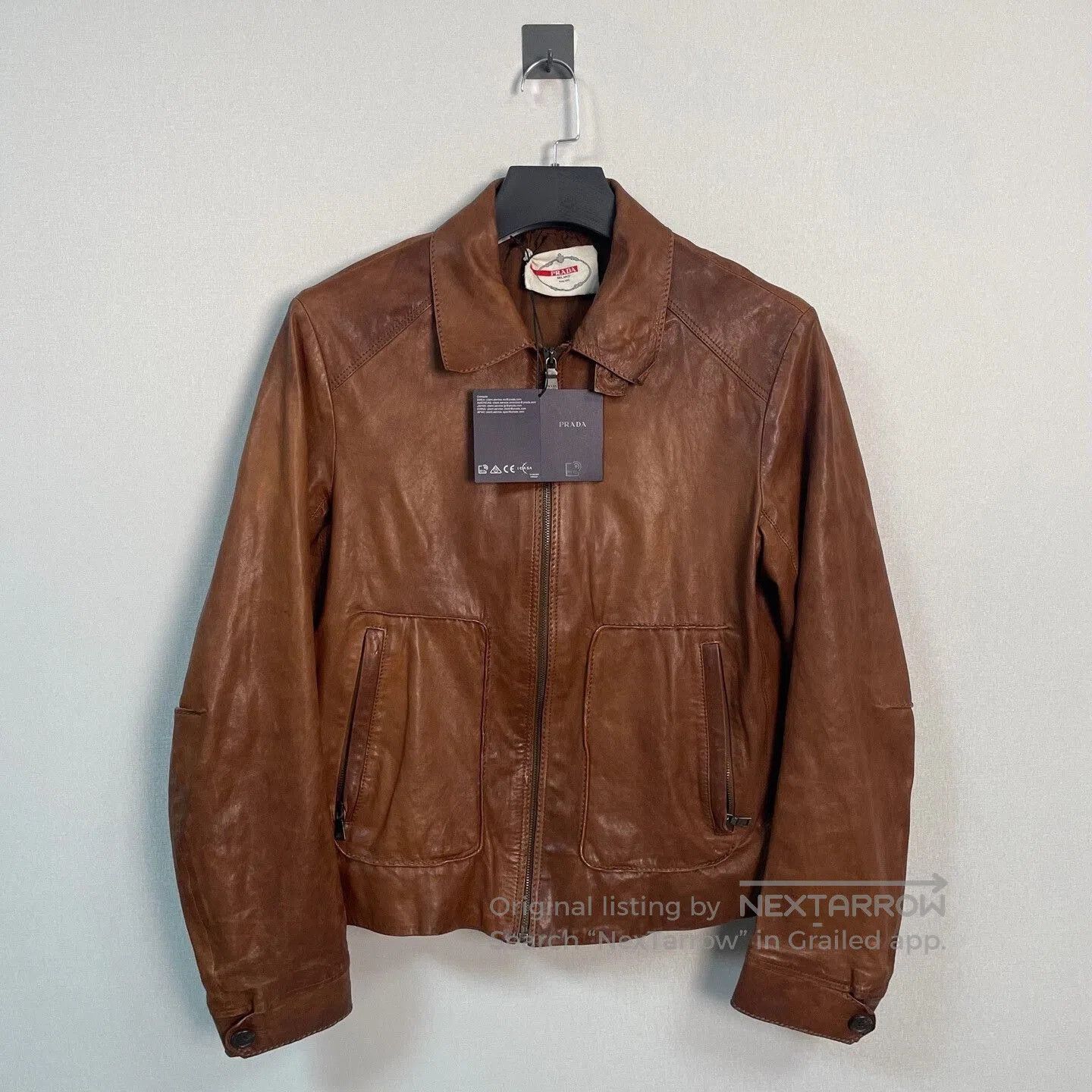 Prada classic brown leather motorcycle jacket. Size US L / EU 52-54 / 3 - 1 Thumbnail