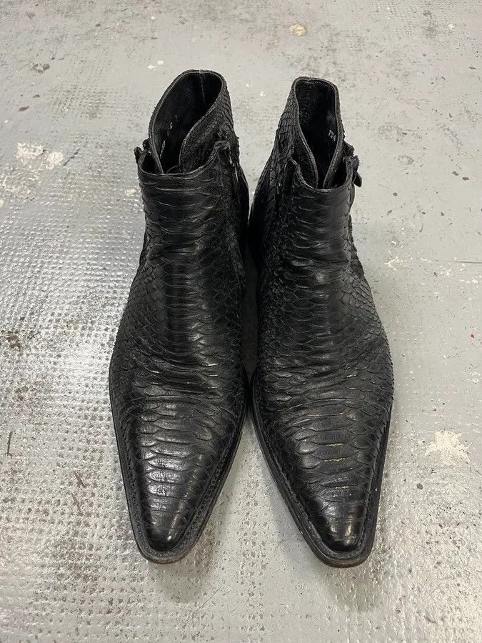 Vintage Cesare Paciotti Black Python Leather Chelsea Boots Size US 10 / EU 43 - 6 Thumbnail