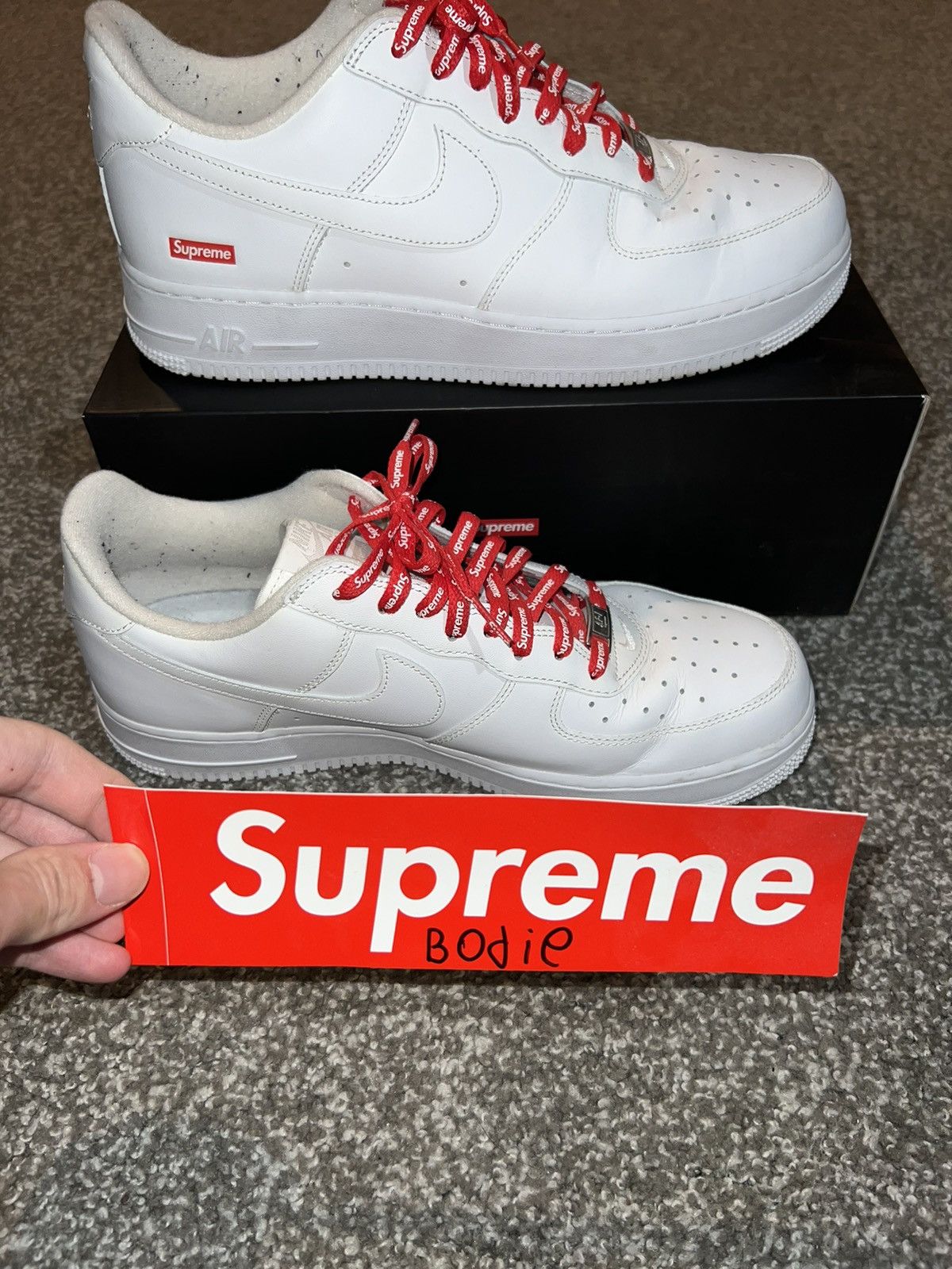 image of Nike Air Force 1 Low Supreme White Shoes, Men's (Size 11)