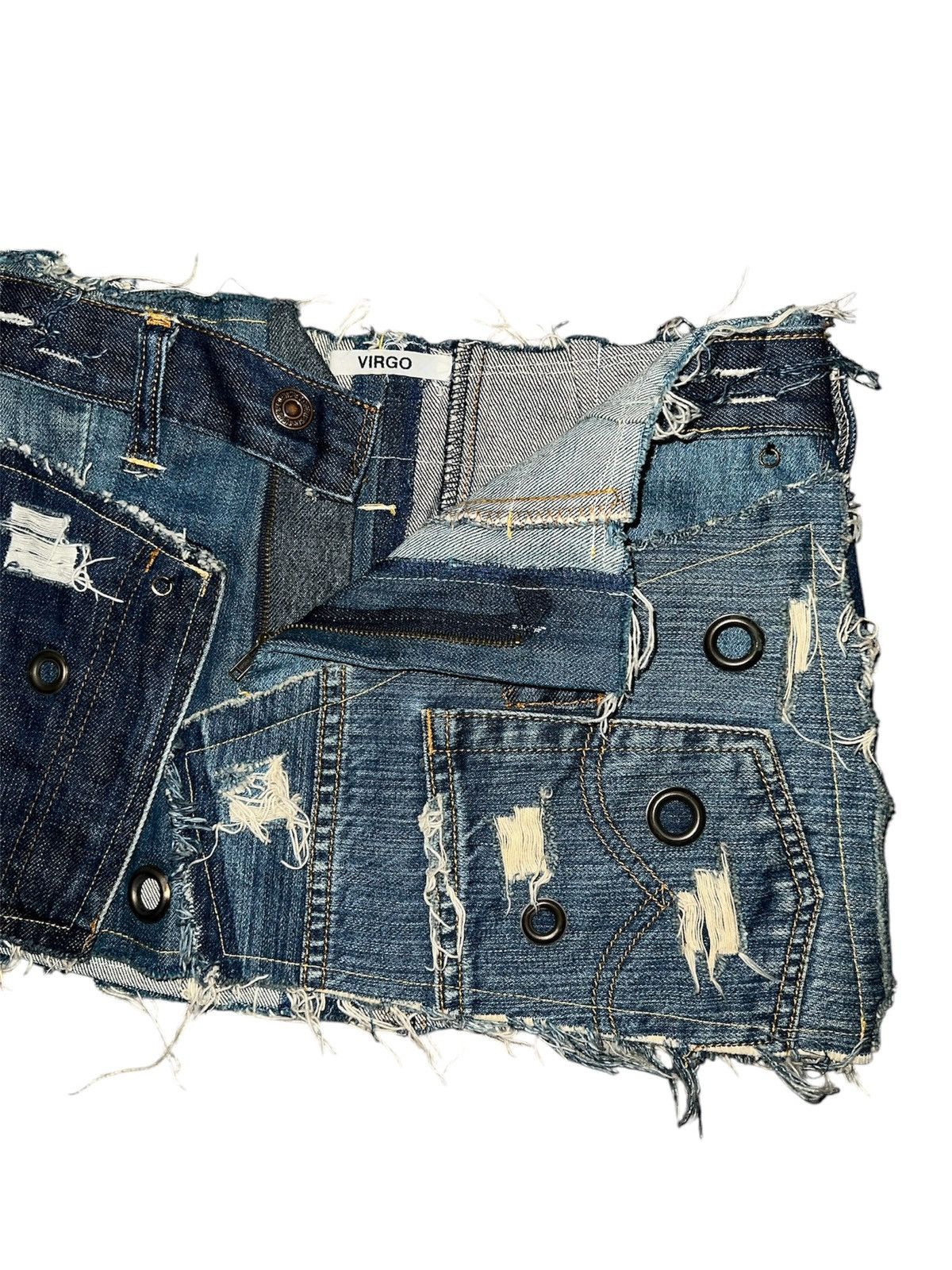 Japanese Brand Virgo remade patchwork denim mini skirt 💙🦋 Size 26" / US 2 / IT 38 - 5 Thumbnail