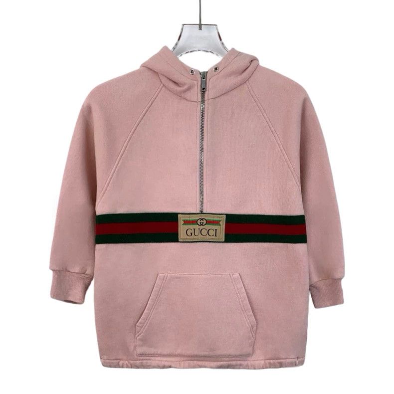 Gucci Gucci Size 6 Pink logo striped webbing cotton half-zipper Size XL / US 12-14 / IT 48-50 - 1 Thumbnail