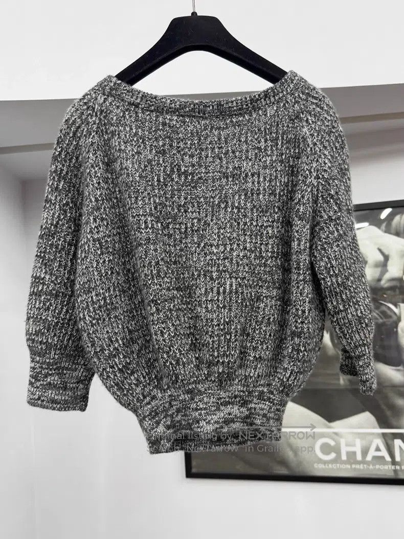 Dior Dior Gray stud beaded sequin knitted short sleeves Size M / US 6-8 / IT 42-44 - 3 Thumbnail