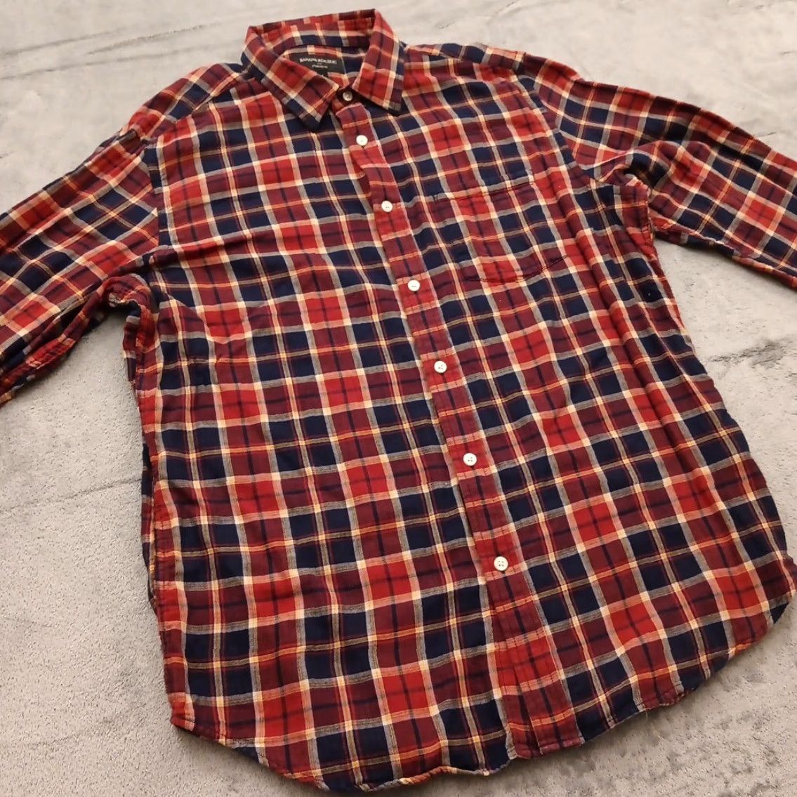 Banana Republic Banana Republic Shirt Mens Large Orange Plaid Long Sleeve Button-Up Lined Cotton Natl? Size US L / EU 52-54 / 3 - 4 Thumbnail