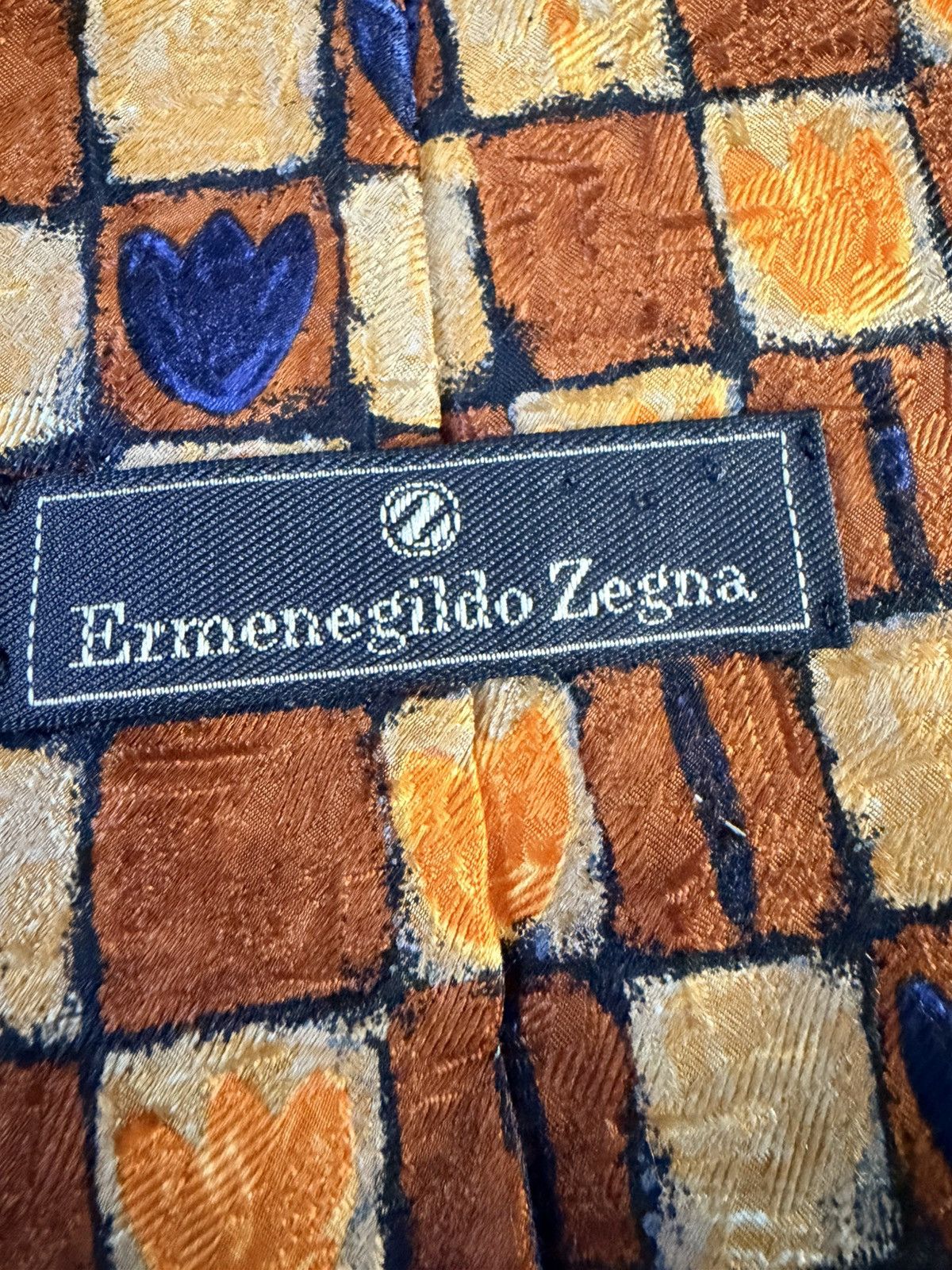 Ermenegildo Zegna Ermenegildo Zegna Silk Tie Brown Orange Blue Jacquard 59” Size ONE SIZE - 9 Thumbnail