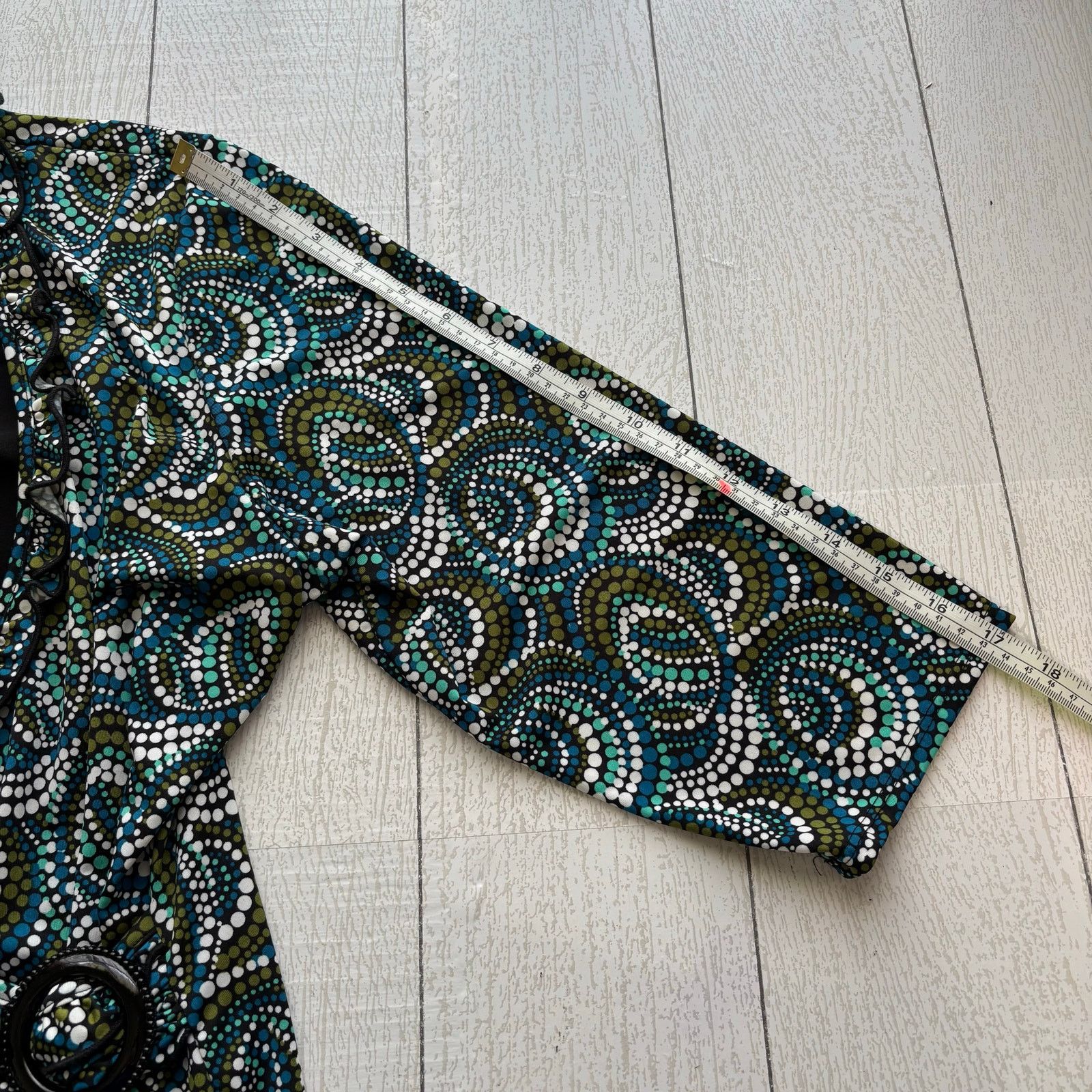 Other Notations XL Multicolor Boho Dot Swirl Faux Wrap Blouse Size XL / US 12-14 / IT 48-50 - 4 Thumbnail