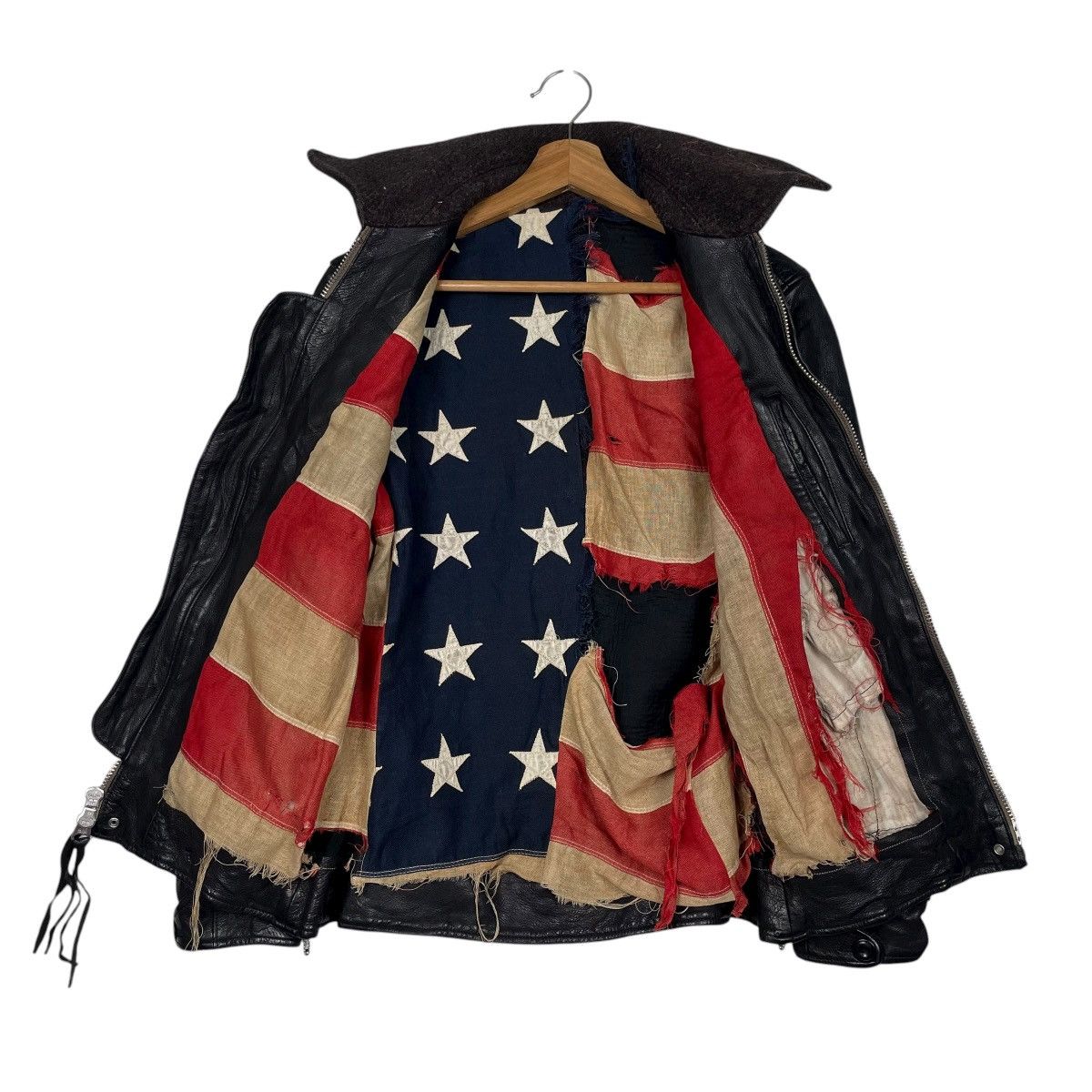 Vintage Vintage Seveskig American Flag Talon Zipper Leather Jacket Size US XS / EU 42 / 0 - 11 Thumbnail