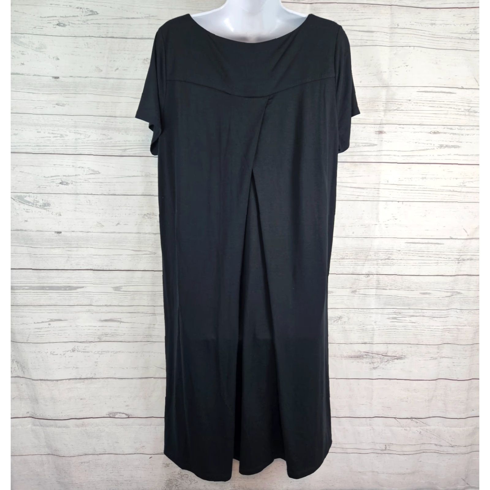 J. Jill J Jill Wearever Collection Womens Dress Sz Large Black Short Sleeve Rayon Size 36" / US 14 / IT 50 - 3 Thumbnail