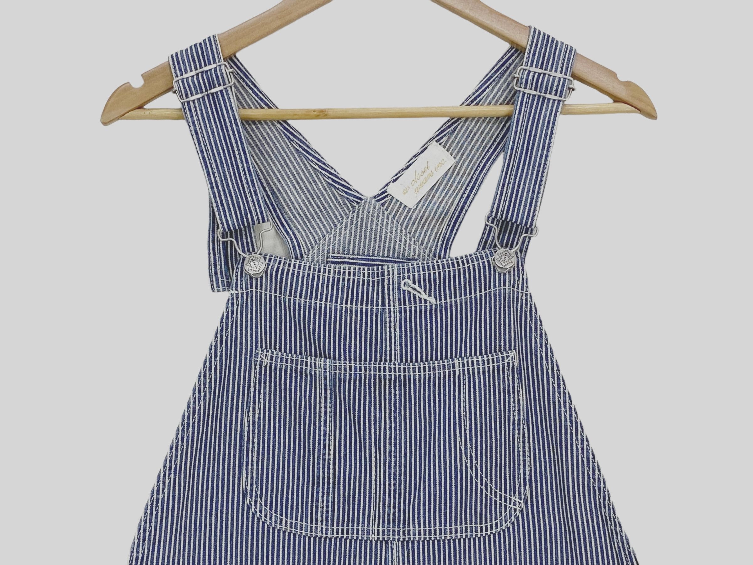 Japanese Brand W Closet Denim Bib Overalls Hickory Workwear Size US 35 - 3 Thumbnail
