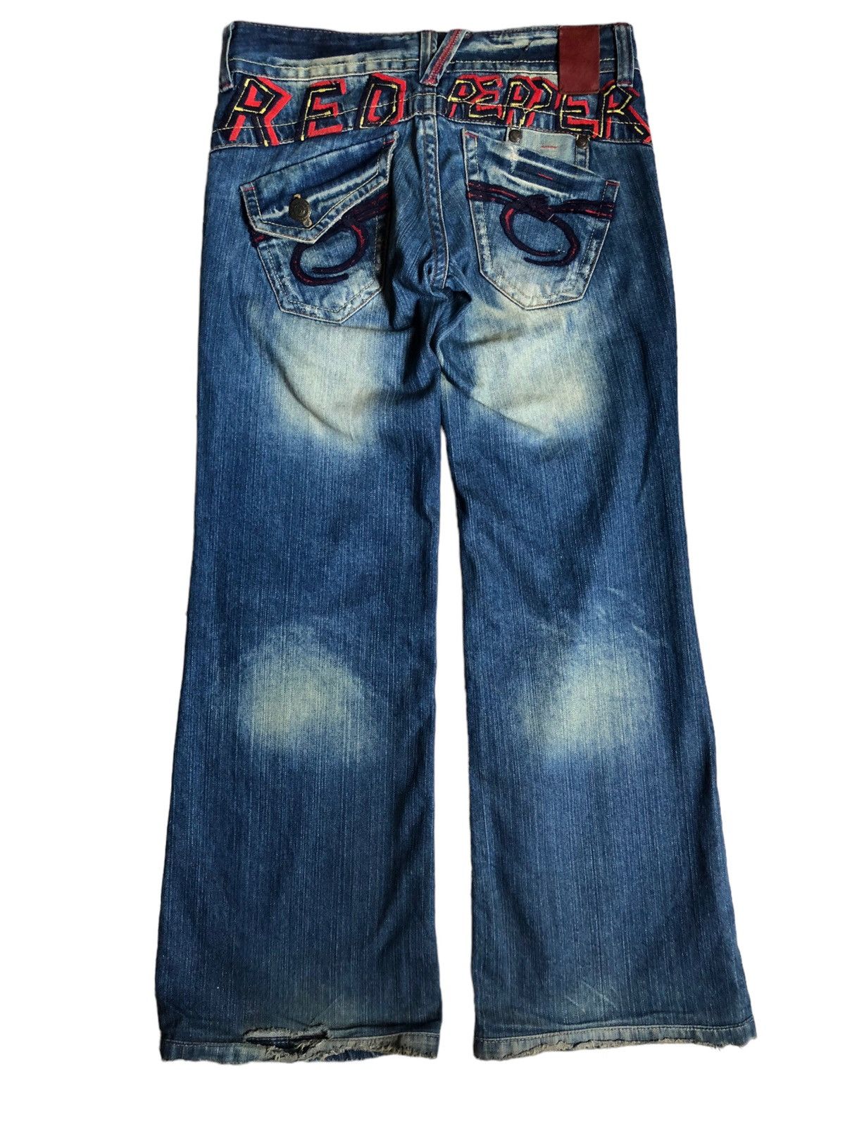 Japanese Brand Red Pepper wide leg flared blue wash denim pants Size US 32 / EU 48 - 2 Thumbnail