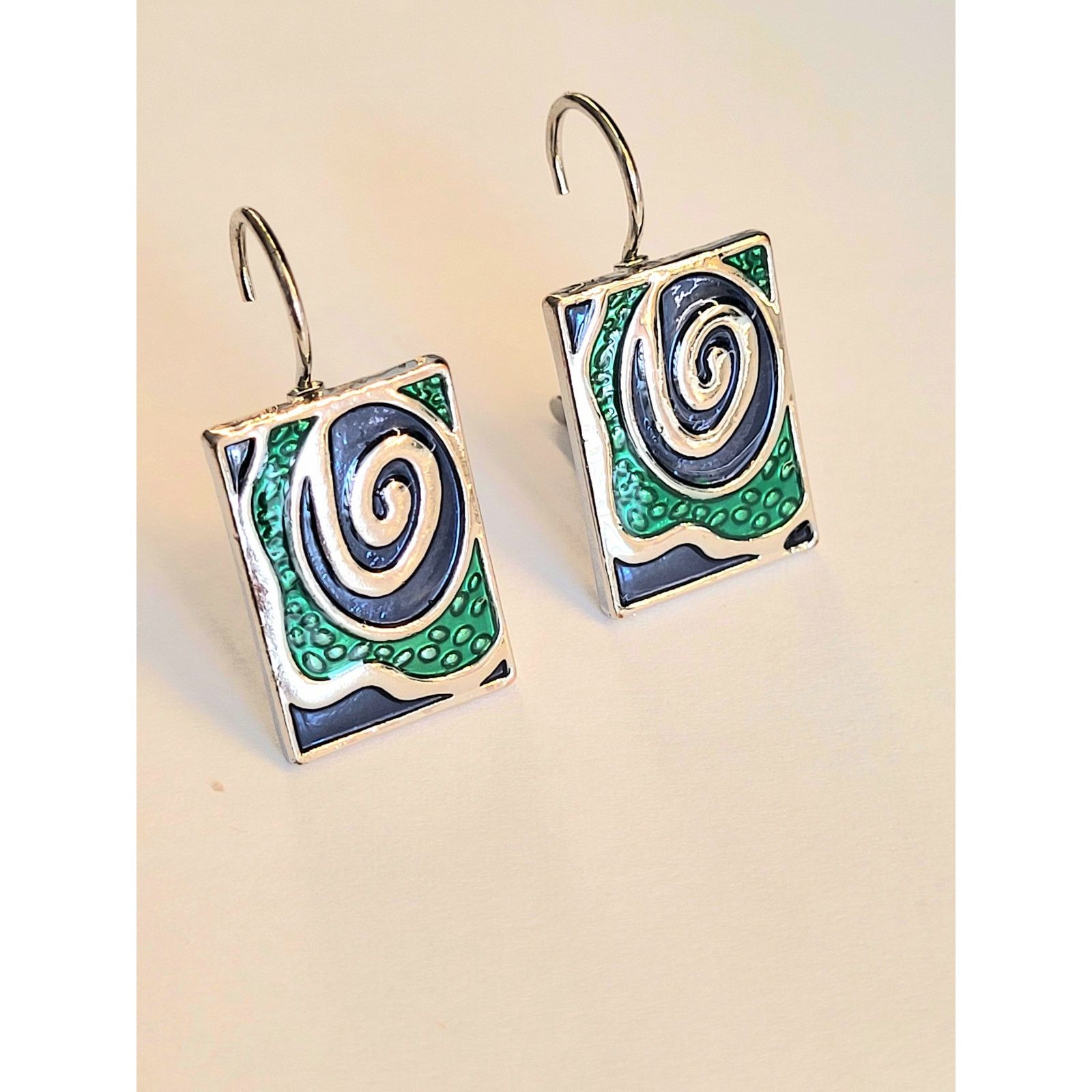 Other Silver Enamel Artisan Earrings Mardi Gras Lever Pierced Boho Size ONE SIZE - 5 Thumbnail