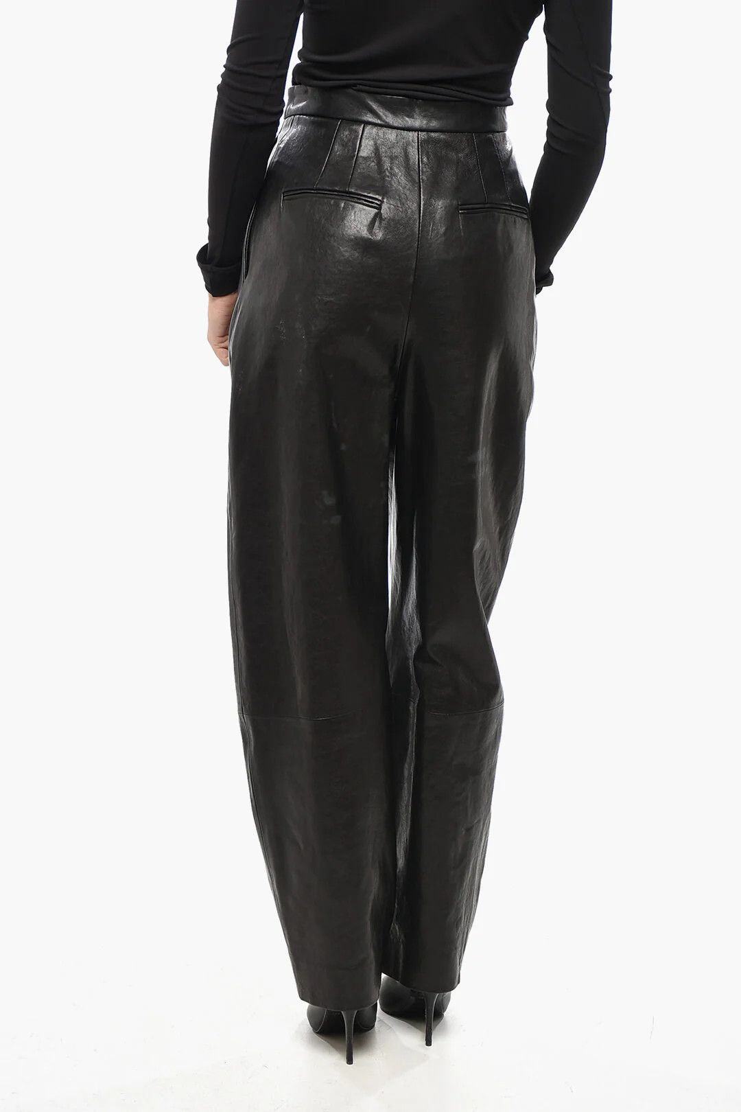 KHAITE og1mm0426 Balloon-Fit Leather Pant in Black Size 28" / US 6 / IT 42 - 2 Thumbnail