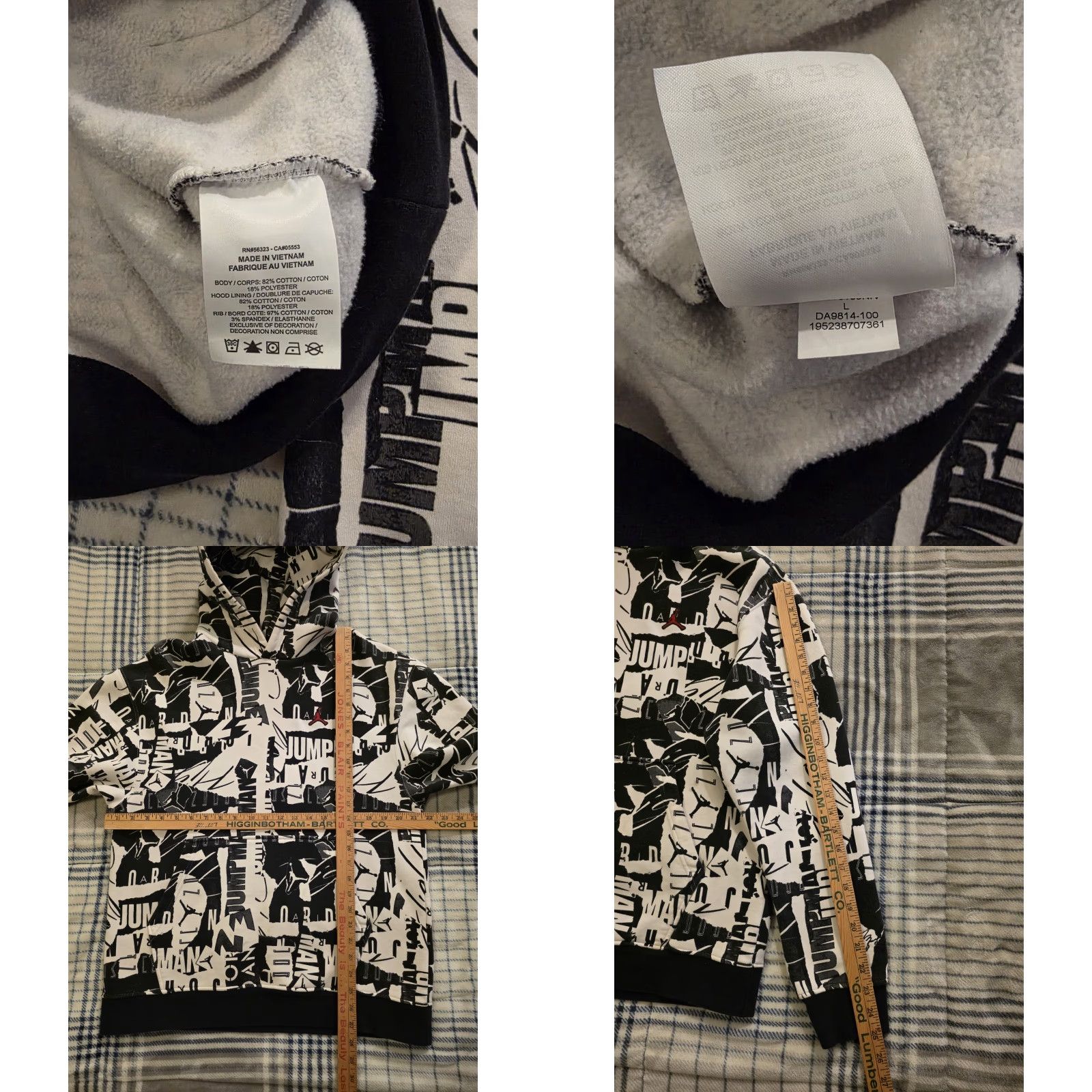 Jordan Brand VINTAGE Nike Air Jordan Essentials All Over Print Pullover Hoodie Black & White Large Size US L / EU 52-54 / 3 - 8 Thumbnail