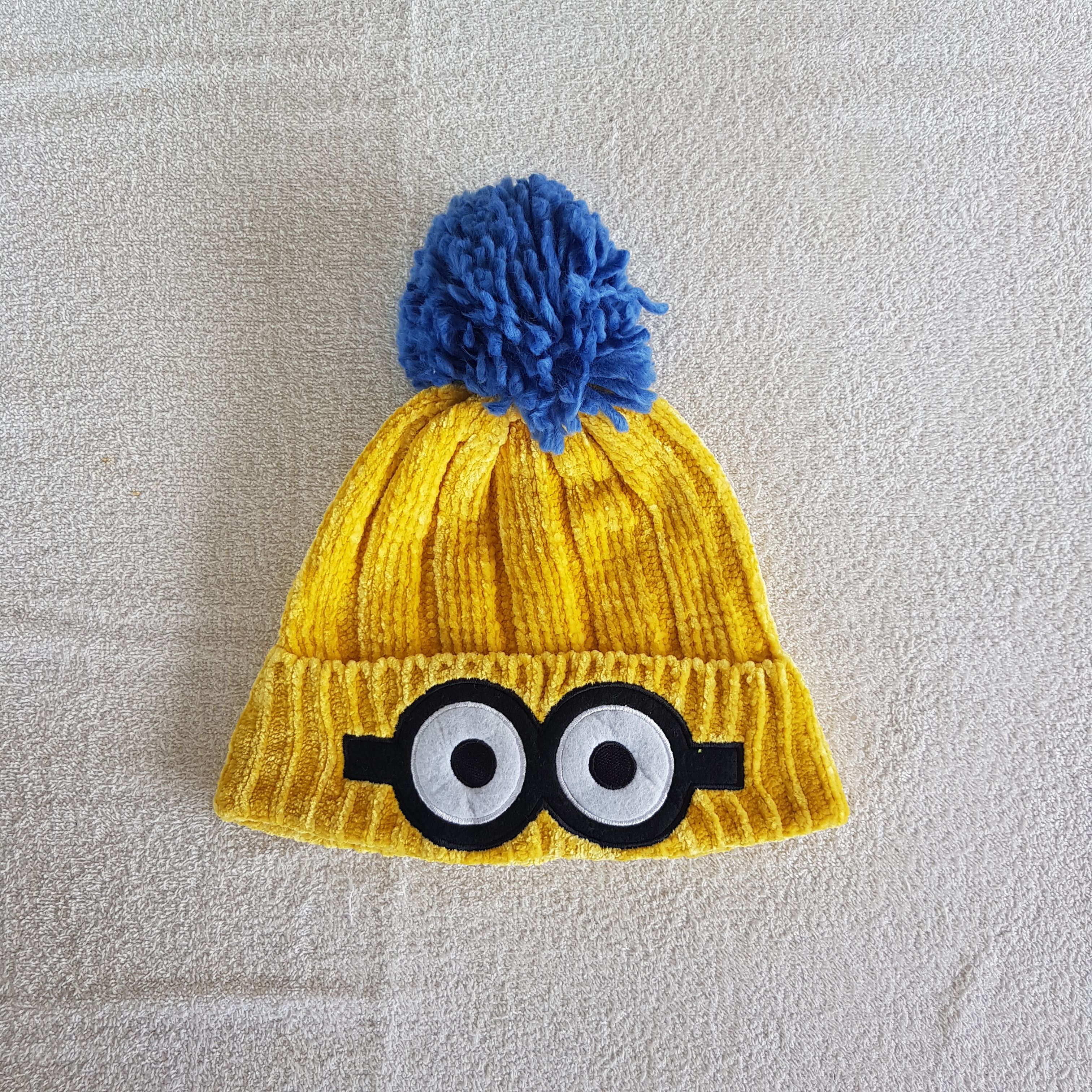 Other Vintage Minion Beanie Eye Pom Pom Ribbed Knit Snow Caps Hats Size ONE SIZE - 5 Thumbnail