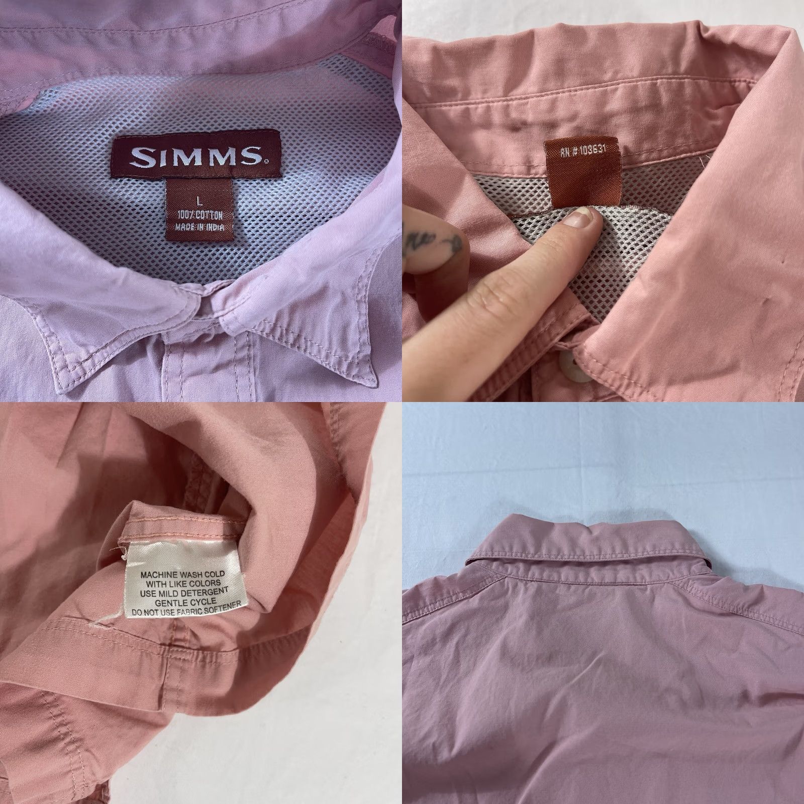 Pinko Simms Button-Up Shirt L Pink Long Sleeve Cotton Solid Anglers Fly Fishing Vintage: No Size US L / EU 52-54 / 3 - 10 Thumbnail