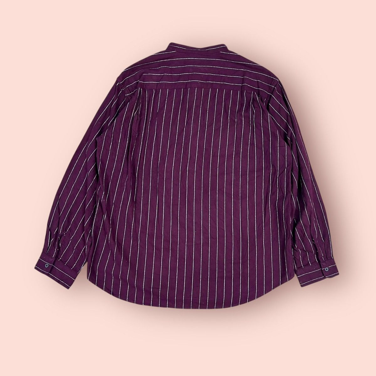 GU × Japanese Brand × Jun Takahashi VINTAGE GU PURPLE STRIPED SOFT FLANNEL STAND COLLAR Size US L / EU 52-54 / 3 - 9 Thumbnail