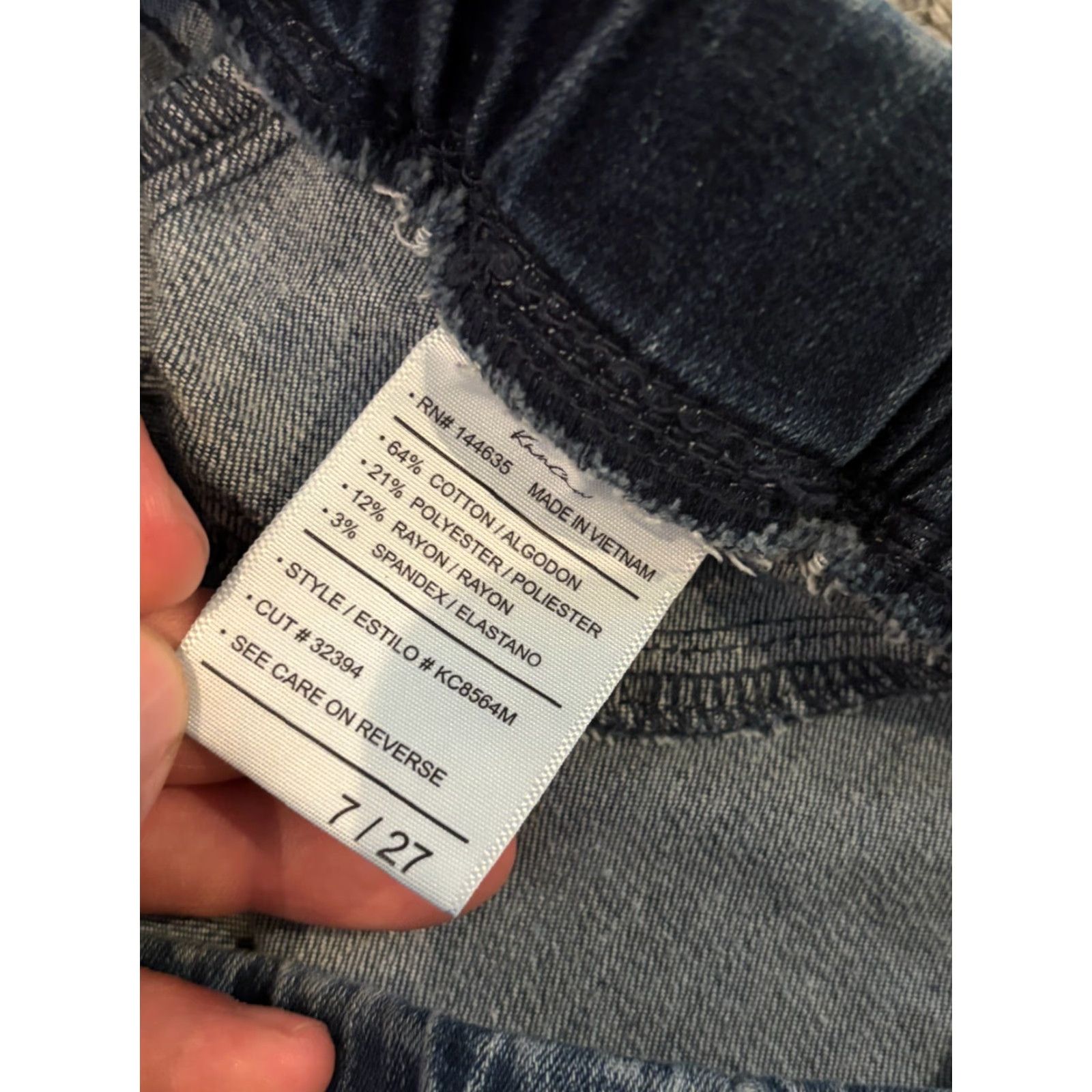 Vintage KanCan Jeans Women's 7/27 Dark Wash Pull On Stretch Blue Denim Skinny KC8564M Size 28" / US 6 / IT 42 - 3 Thumbnail