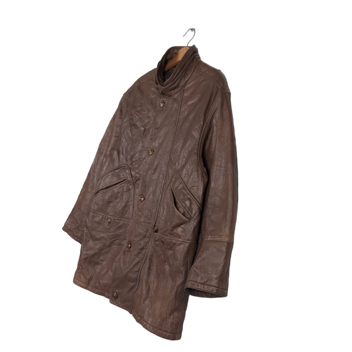 Japanese Brand 🔥Vtg Biker Leather Jacket Moare Japan Issey Miyake Size US M / EU 48-50 / 2 - 2 Thumbnail