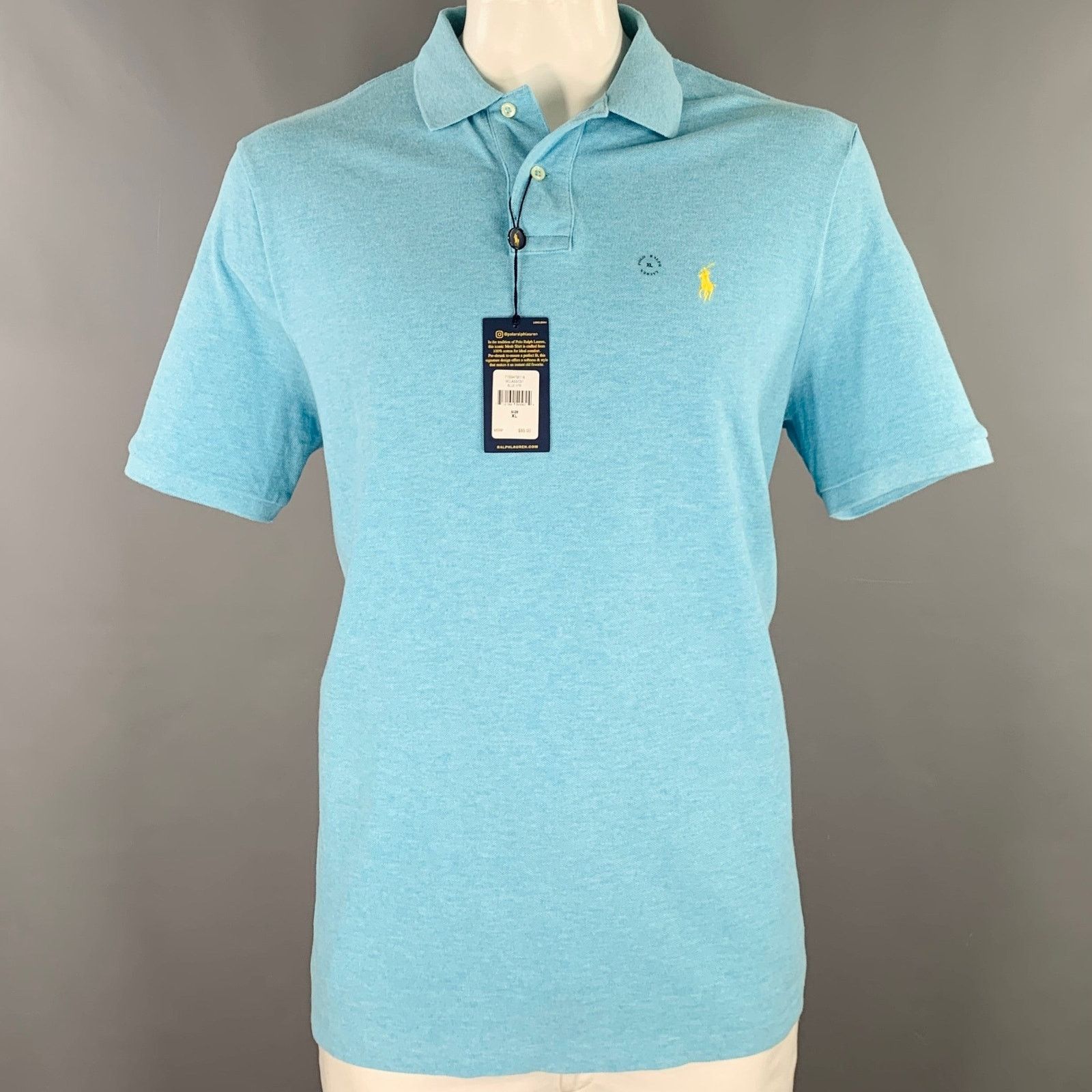 Polo Ralph Lauren Size XL Blue Heather Cotton Half Placket Polo Size US XL / EU 56 / 4 - 1 Thumbnail