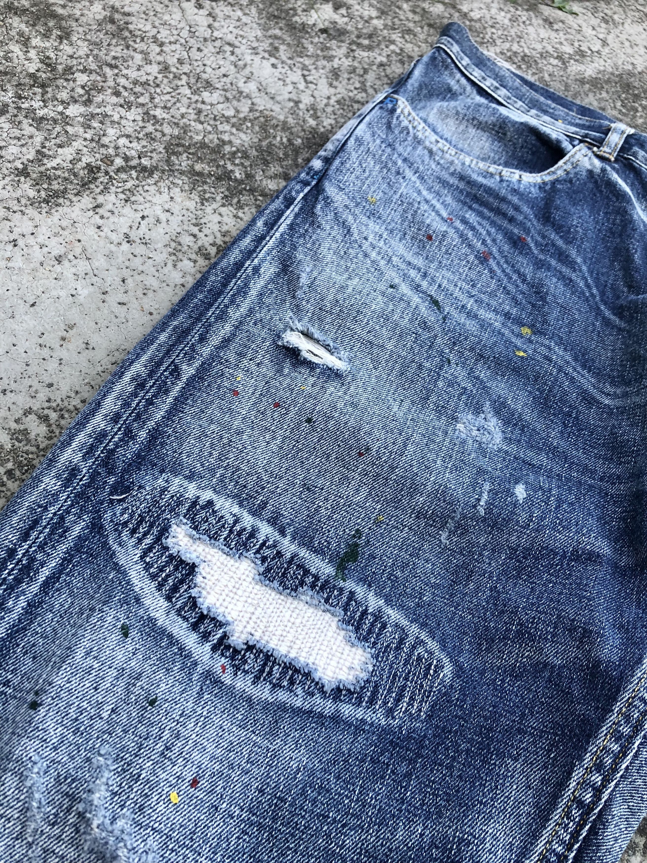 Japanese Brand PAINTED POSTERIZE DISTRESSED DENIM Size US 36 / EU 52 - 3 Thumbnail