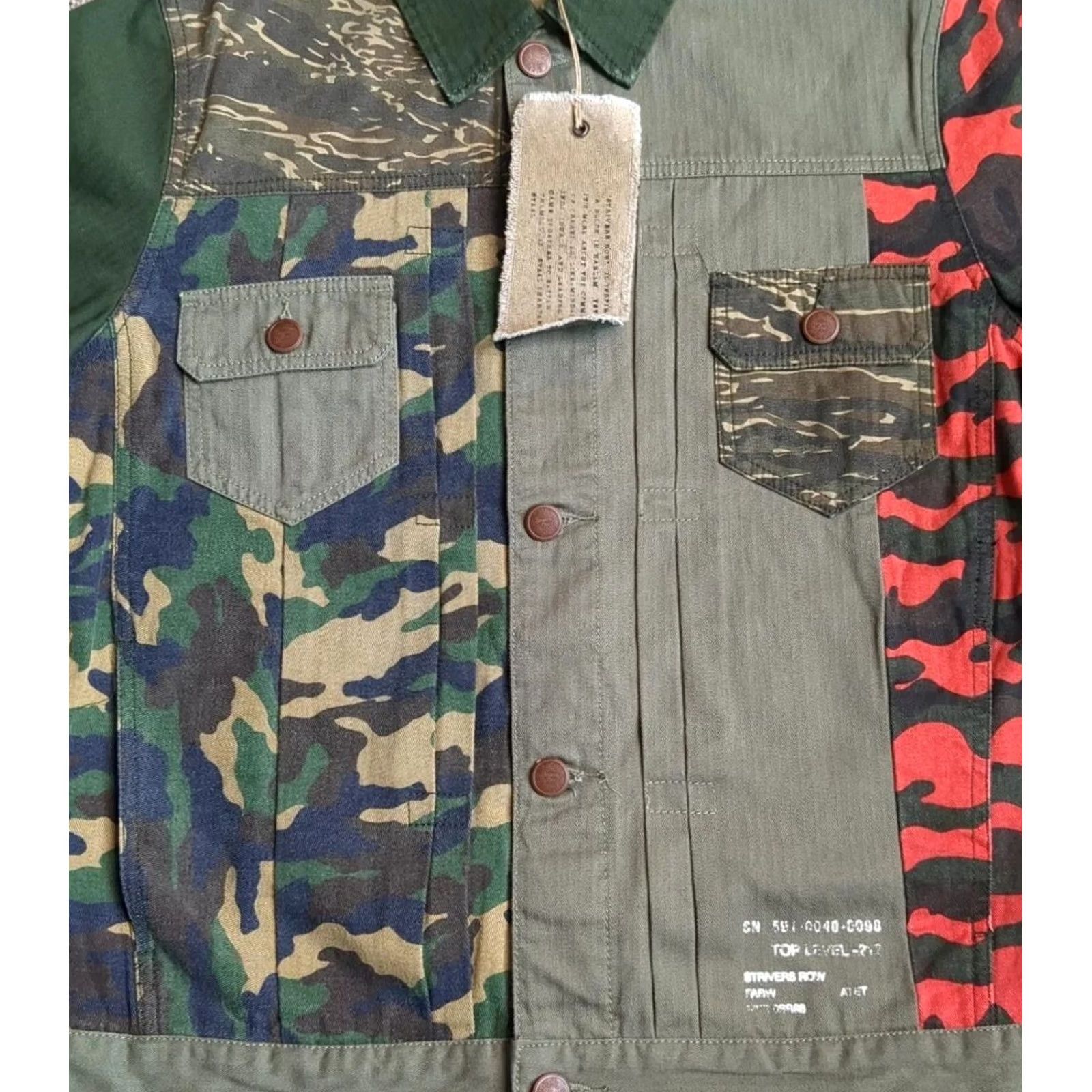 Denime Strivers Row Jacket Denim Canvas Patchwork Metal Button Multicolor Casual Streetwear Mens MED Size US M / EU 48-50 / 2 - 3 Thumbnail