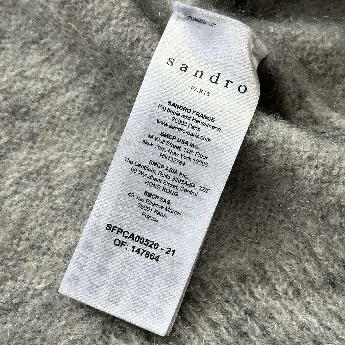 Designer Sandro Brushed Pointelle Knit Cardigan Mohair Wool Size M / US 6-8 / IT 42-44 - 10 Thumbnail