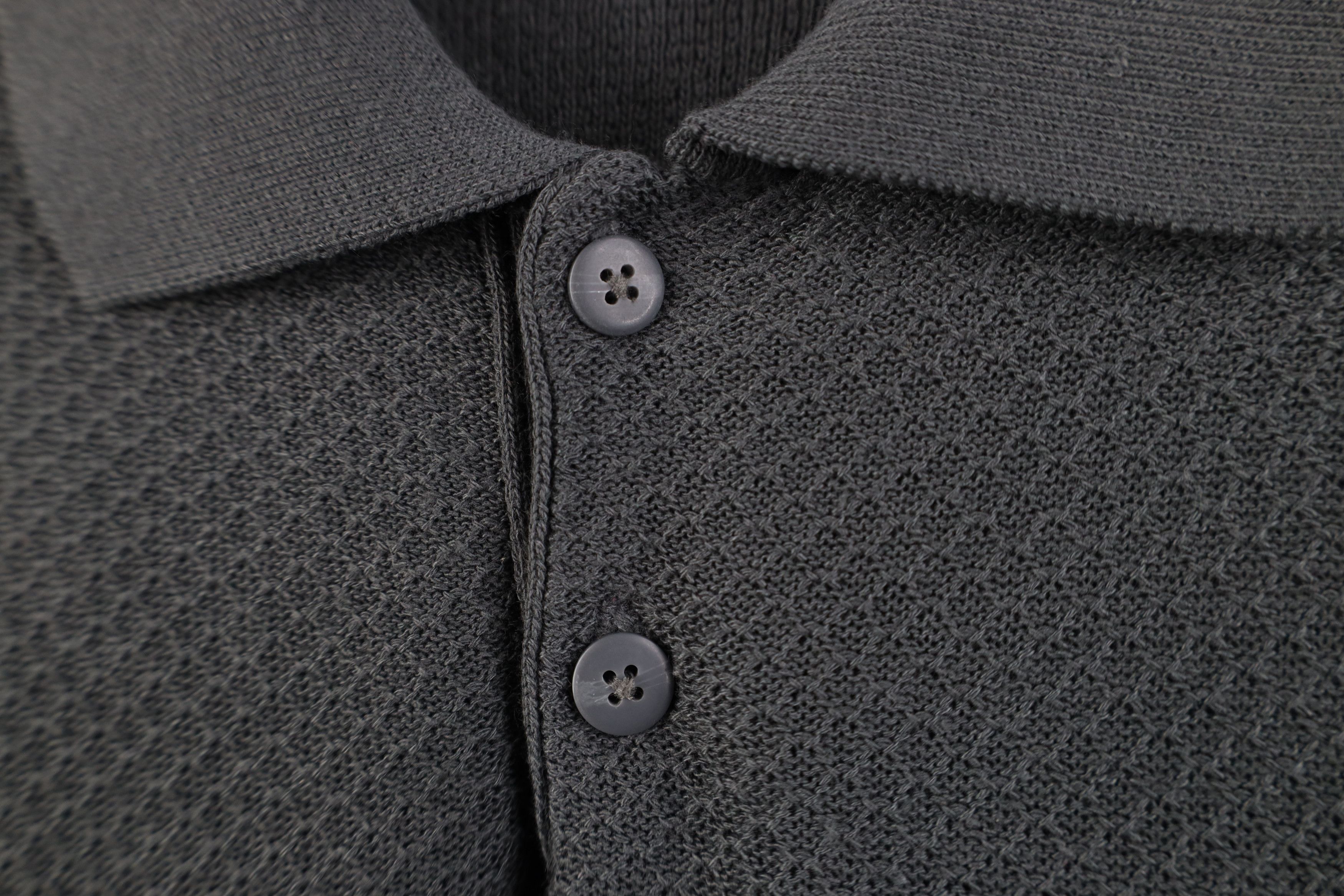 Vintage Vintage 90s Streetwear Thermal Knit Pullover Polo Shirt Gray Size US L / EU 52-54 / 3 - 4 Thumbnail