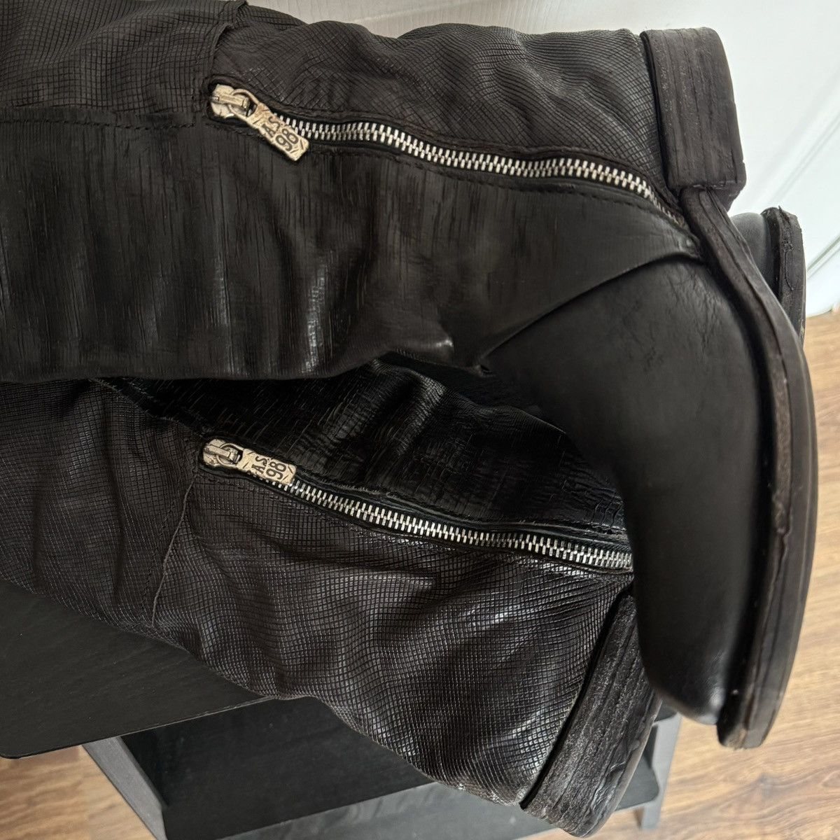 A.S.98 A.S.98 Black Leather Knee High Biker Boots Womens Zip Buckle Size US 7.5 / IT 37.5 - 8 Thumbnail