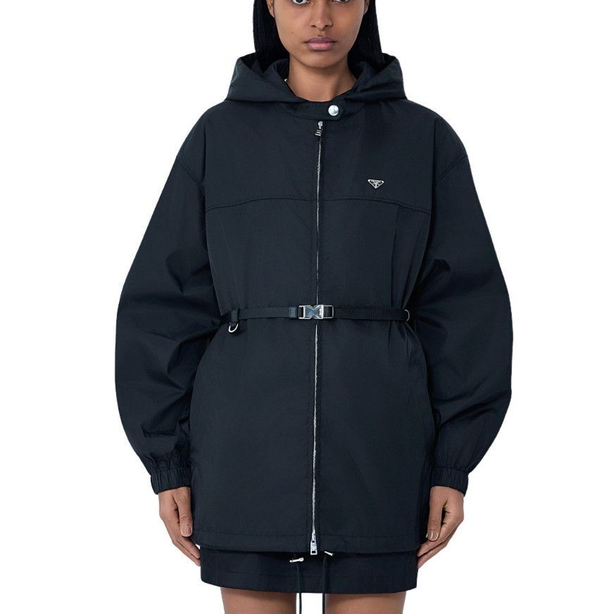 Prada PRADA Black Re-Nylon Belted Jacket New & Authentic (Women's Size S / US 4 / IT 40 - 1 Thumbnail