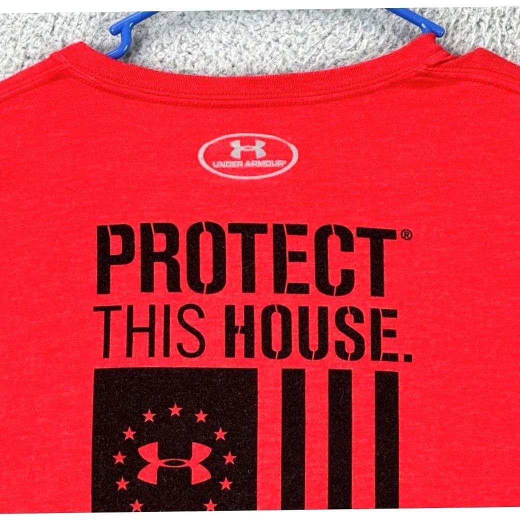 Under Armour Under Armour Heat Gear Shirt Mens 2XL Red Protect This House Short Sleeve Tee Size US XXL / EU 58 / 5 - 7 Thumbnail