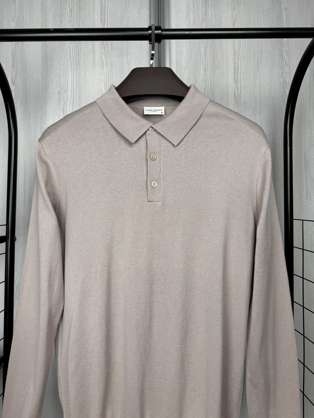Other John Henric Sweden Cotton-Silk Knitted Long Sleeve Polo sz M Size US M / EU 48-50 / 2 - 3 Thumbnail