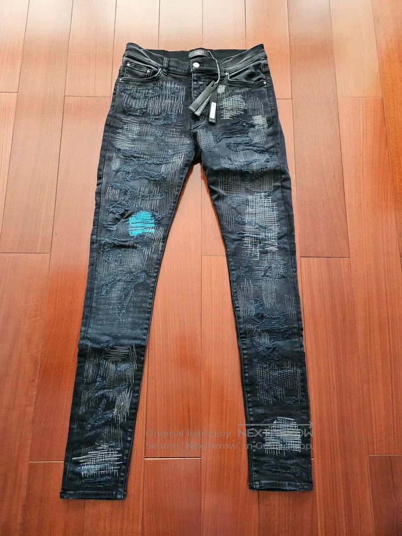 Amiri Amiri Classic Retro Knit Patchwork Jeans Size US 31 - 1 Thumbnail