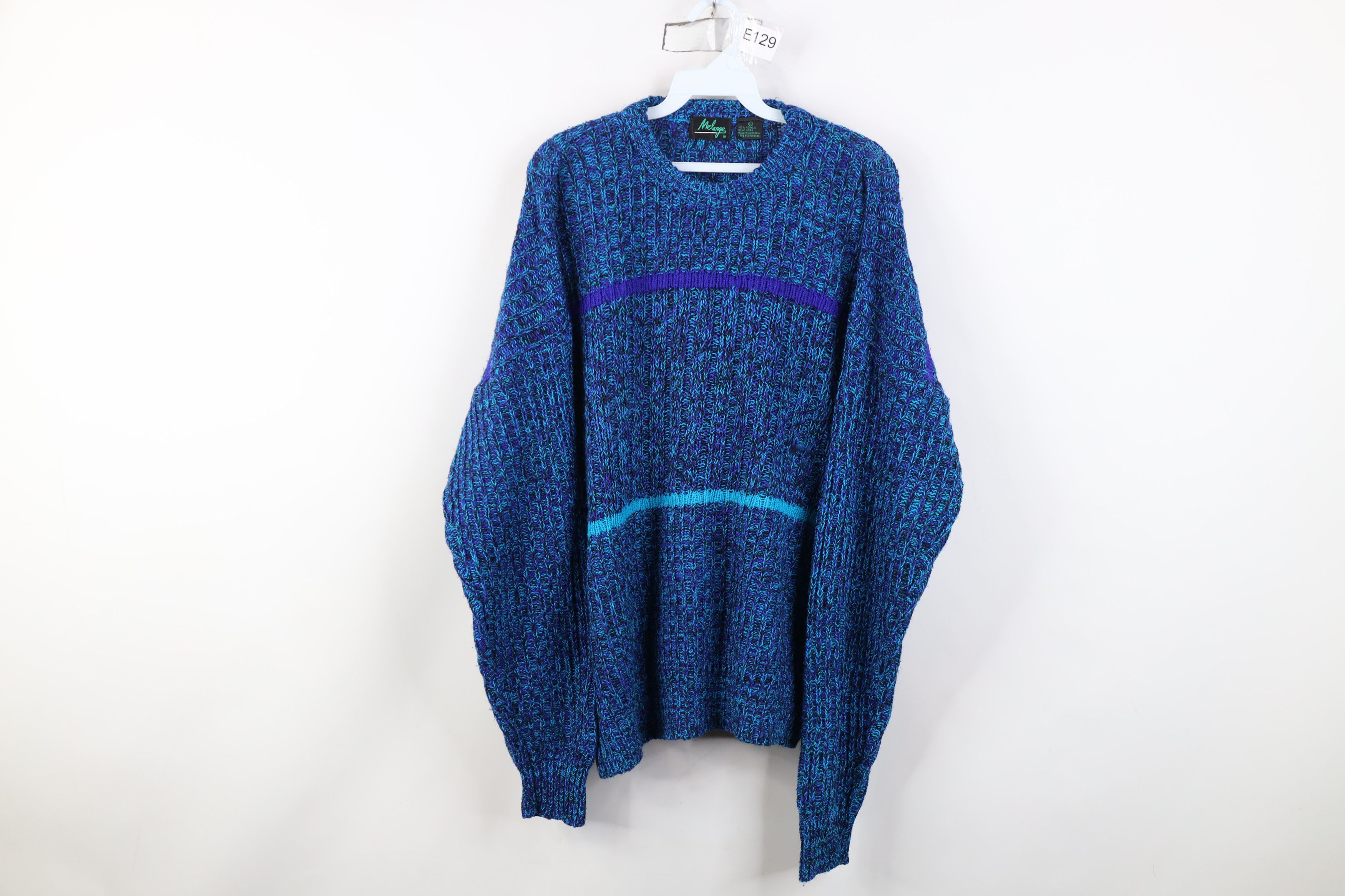 Vintage Vintage 90s Streetwear Striped Ribbed Knit Crewneck Sweater Size L / US 10 / IT 46 - 1 Thumbnail