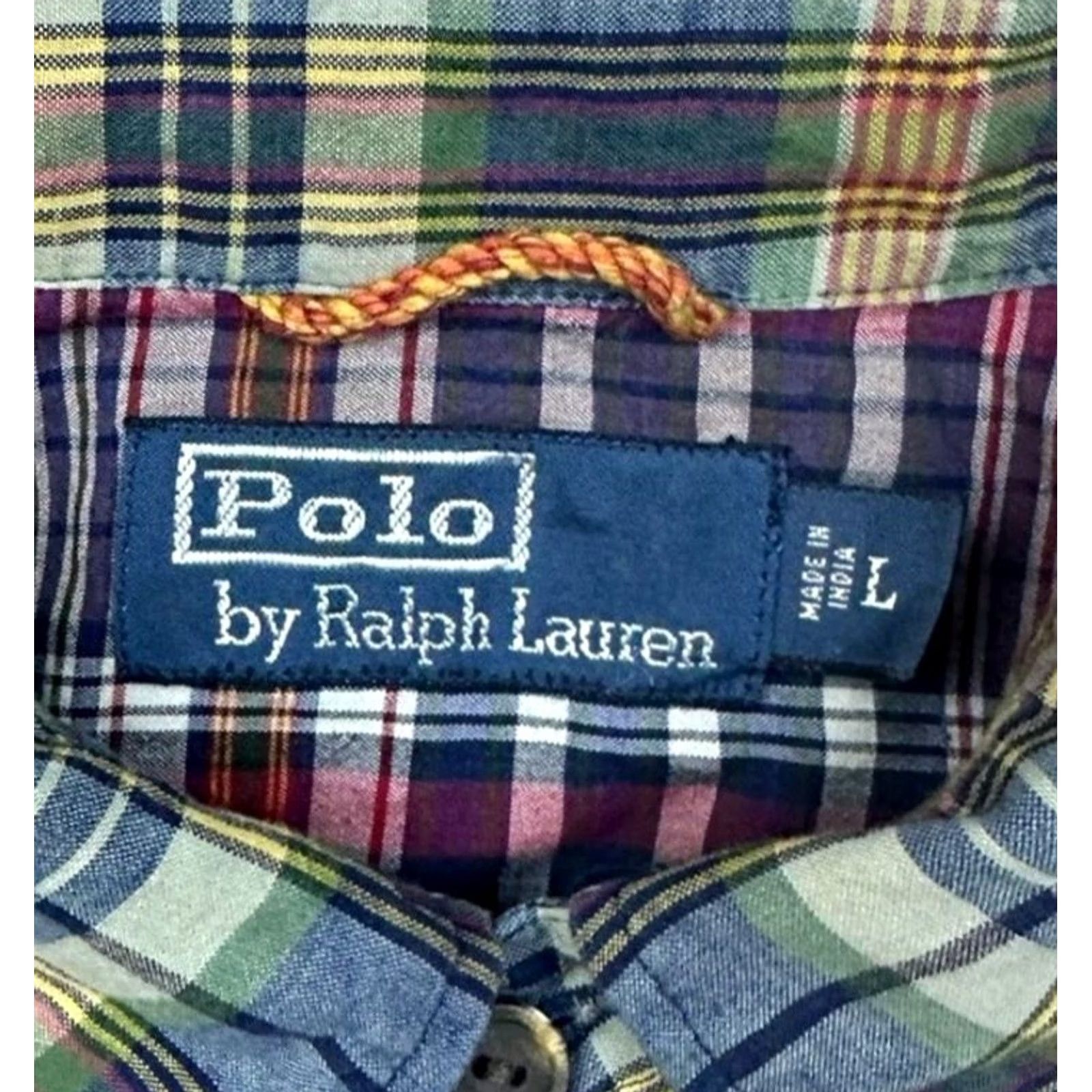 Polo Ralph Lauren VINTAGE Polo Ralph Lauren Men's Military Officer Shirt Large Green/Bro wn Plaid Long Sleeve Size US L / EU 52-54 / 3 - 4 Thumbnail