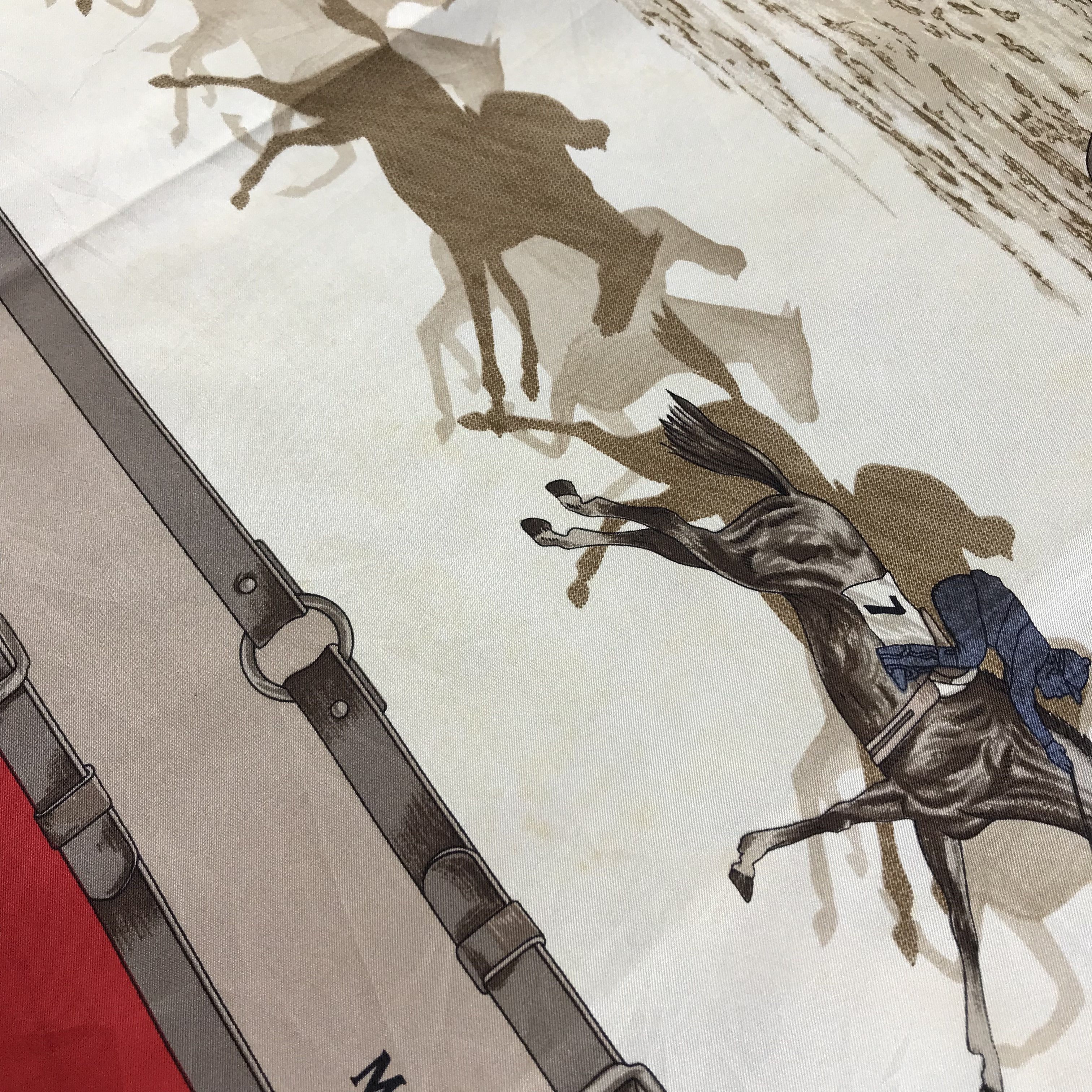 Japanese Brand Manolo Borromeo Horse Racing Silk Scarf M123 Size ONE SIZE - 7 Thumbnail