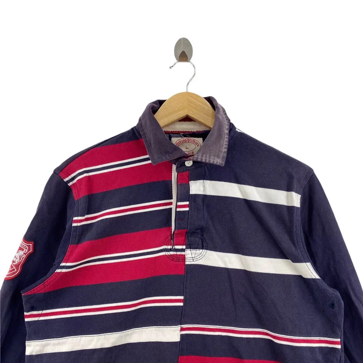 Brooks Brothers Vintage BROOK BROTHERS Striped Rugby Polo Tee Shirt Size US L / EU 52-54 / 3 - 2 Thumbnail