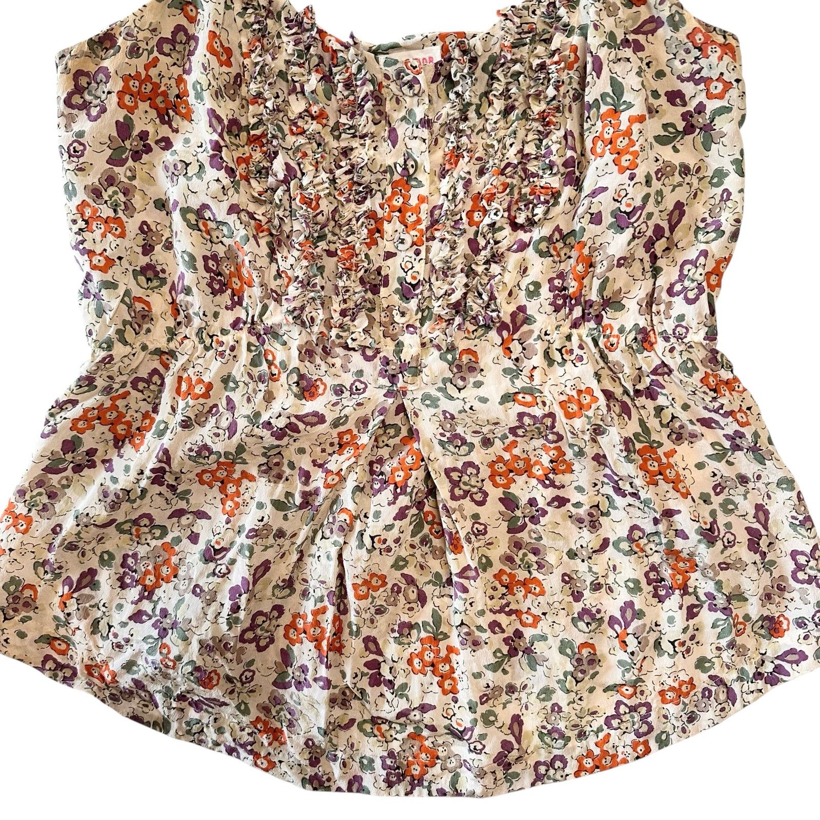 Rebecca Taylor Rebecca Taylor Floral Silk Peplum Ruffle Front Cami Y2K 4 Size S / US 4 / IT 40 - 5 Thumbnail