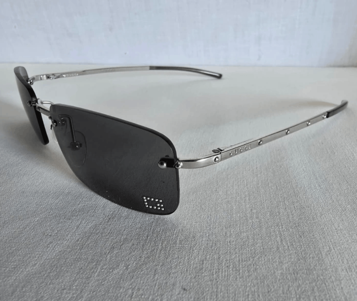 GUCCI Sunglasses Shield Rimless Wrap GG Vintage